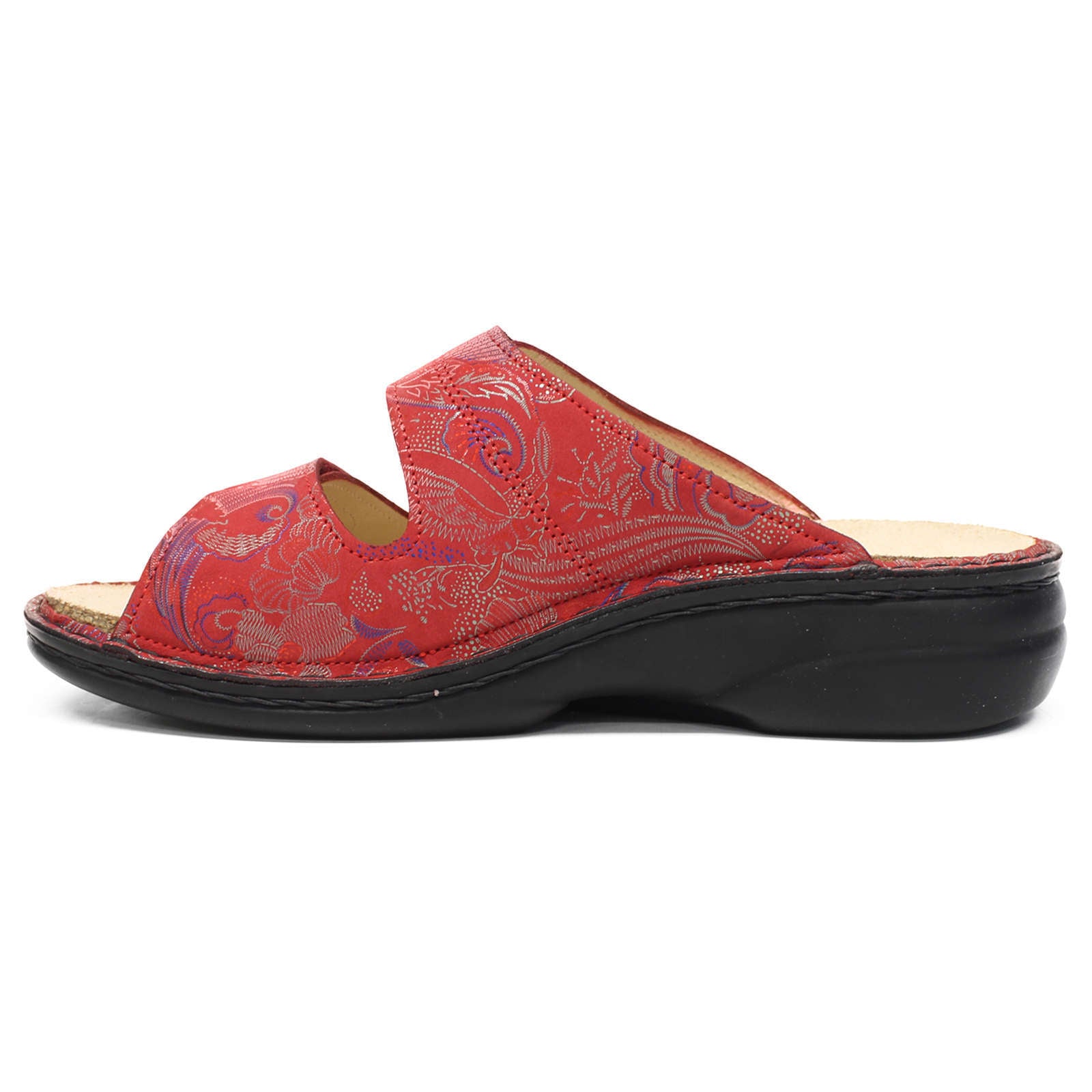 Finn Comfort Sansibar Patterned Leather Women's Slip-On Sandals#color_pomodore