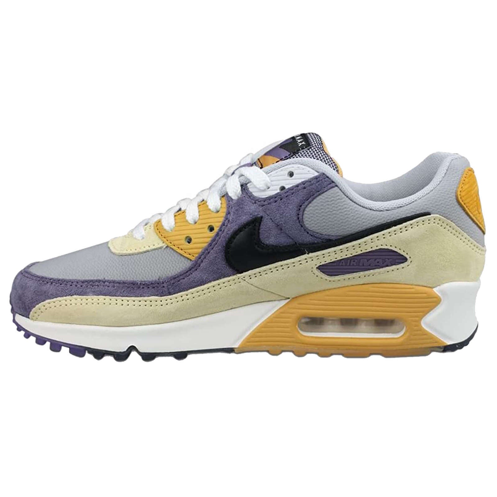 Nike Air Max 90 NRG Suede Leather Unisex Low-Top Trainers#color_court purple black lemon drop