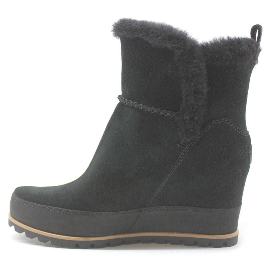 UGG Malvella Waterproof Suede Sheepskin Leather Women's Wedge Heel Boots#color_black