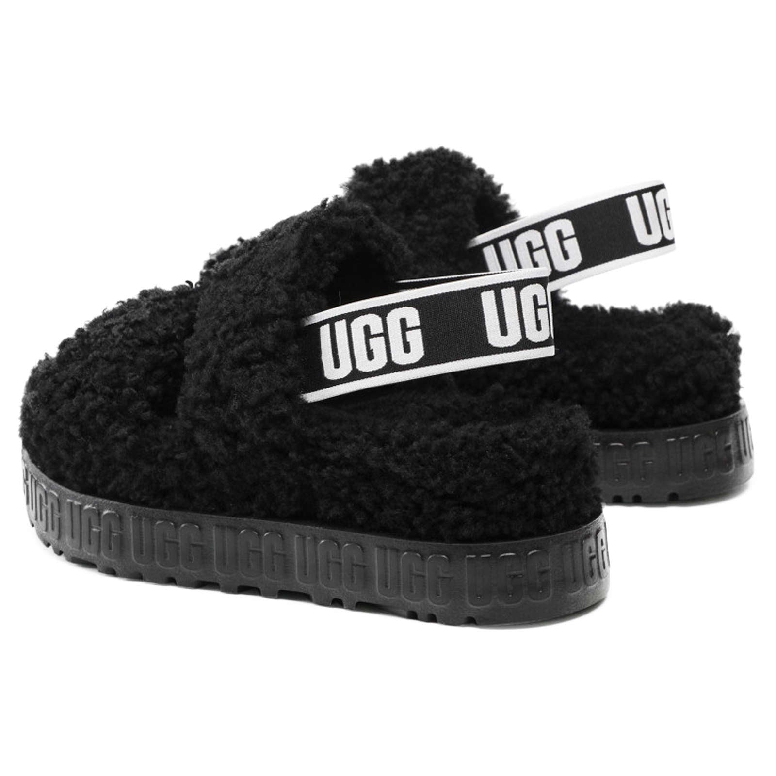 UGG Oh Fluffita Curly Sheepskin Women's Slide Sandals#color_black