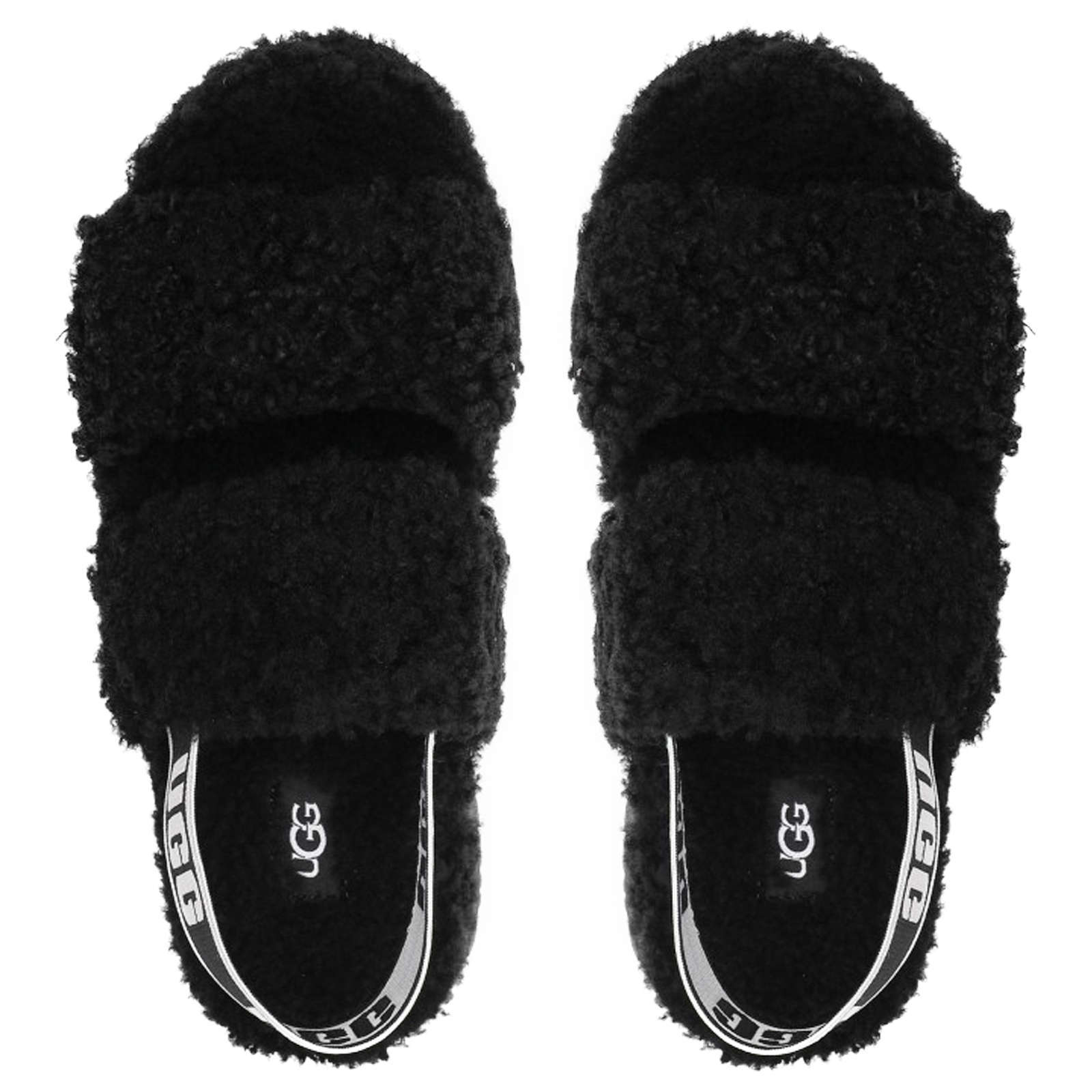 UGG Oh Fluffita Curly Sheepskin Women's Slide Sandals#color_black