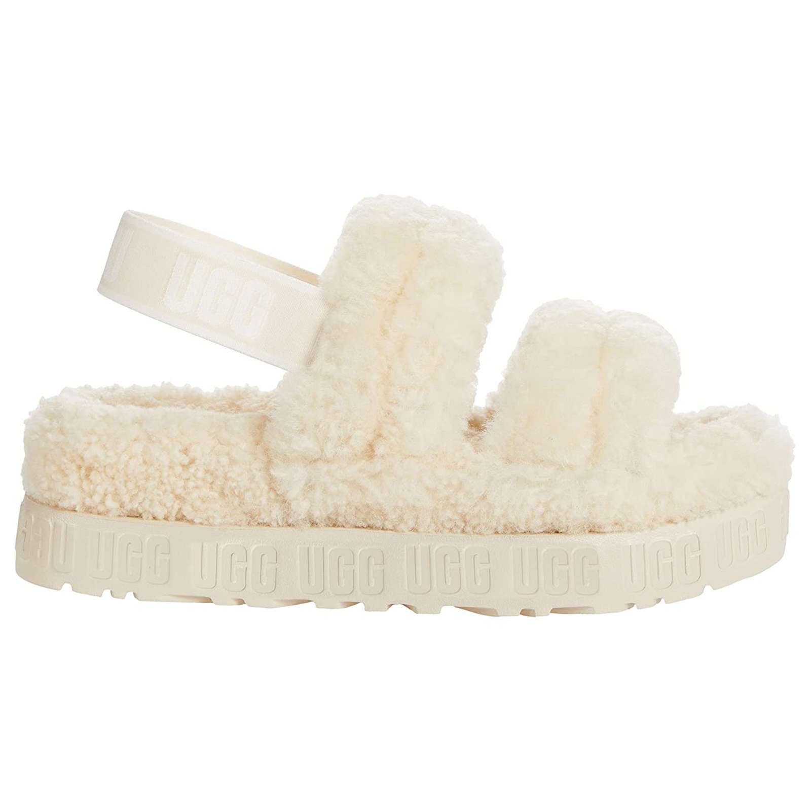 UGG Oh Fluffita Curly Sheepskin Women's Slide Sandals#color_natural