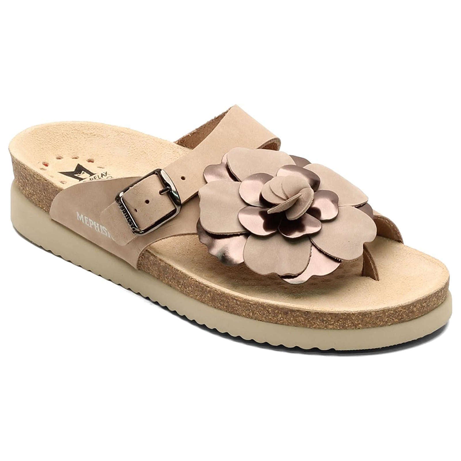 Mephisto Helen Flower Nubuck Womens Sandals#color_light taupe