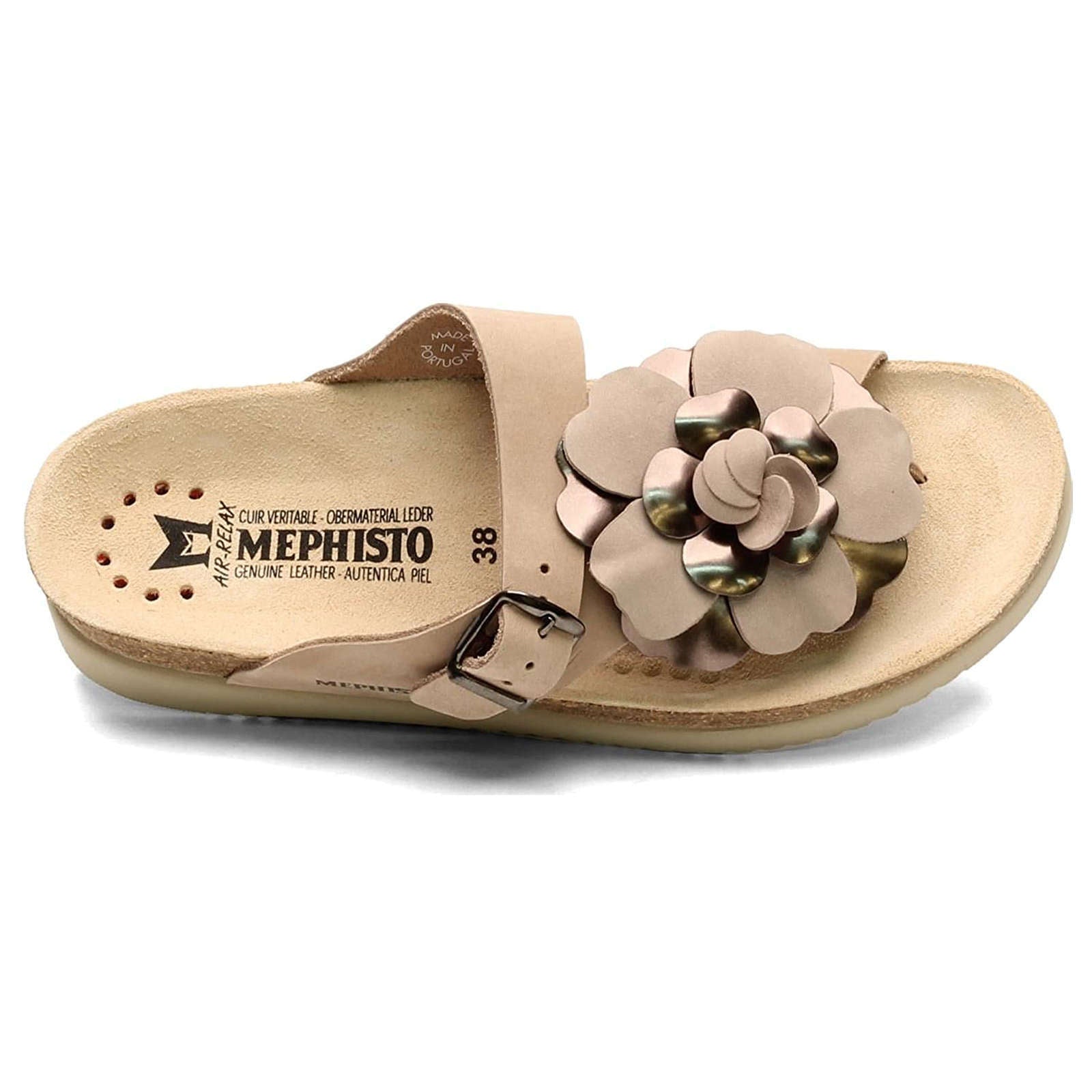 Mephisto Helen Flower Nubuck Womens Sandals#color_light taupe