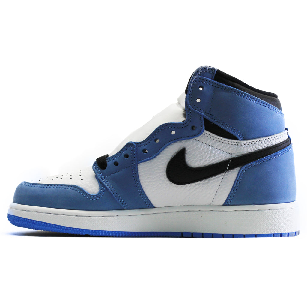 Jordan Air Jordan 1 Retro High OG GS Leather Youth Trainers#color_white black university blue