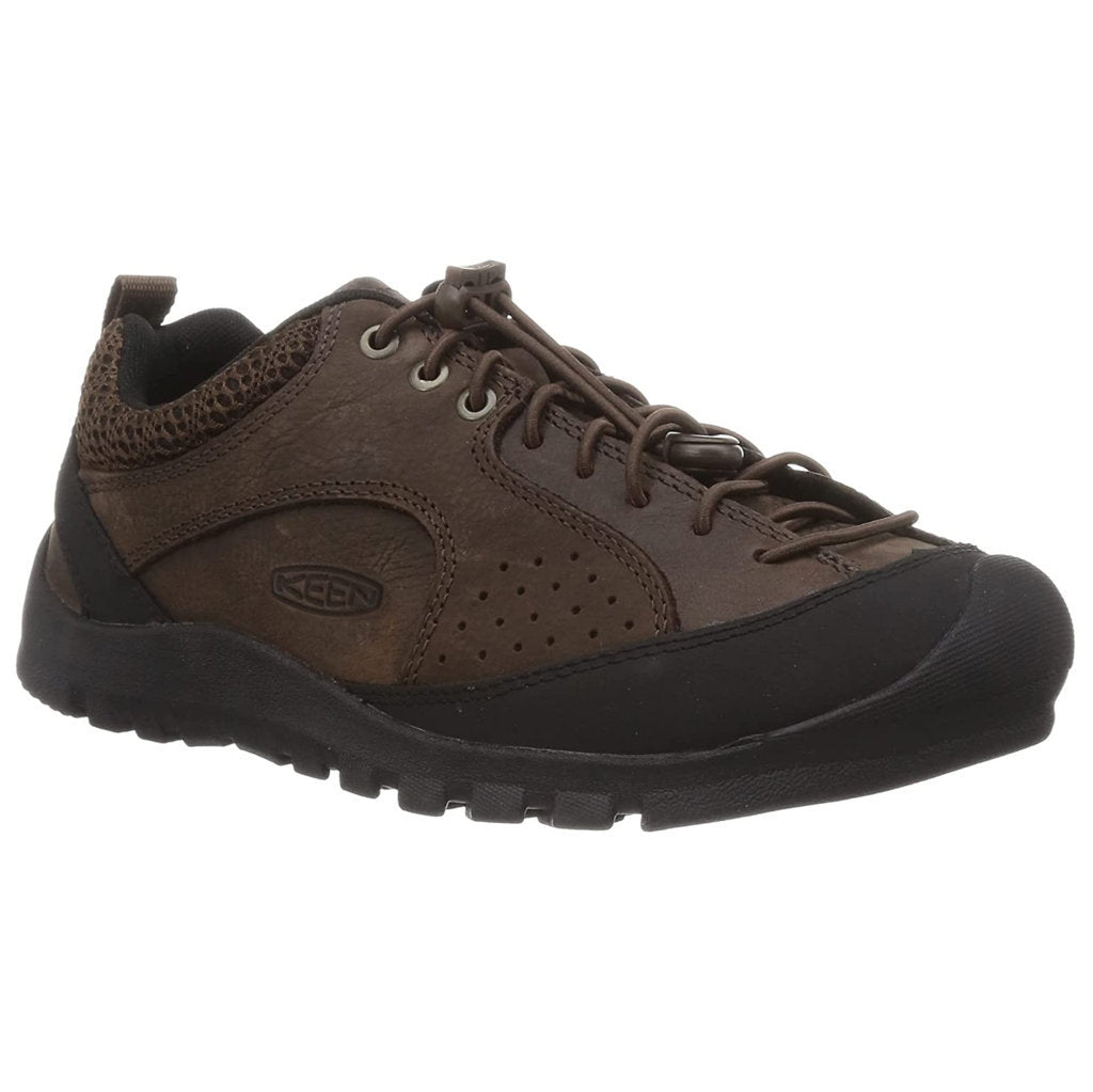 Keen Jasper Rocks Leather & Rubber Men's Hiking Trainers#color_chestnut black