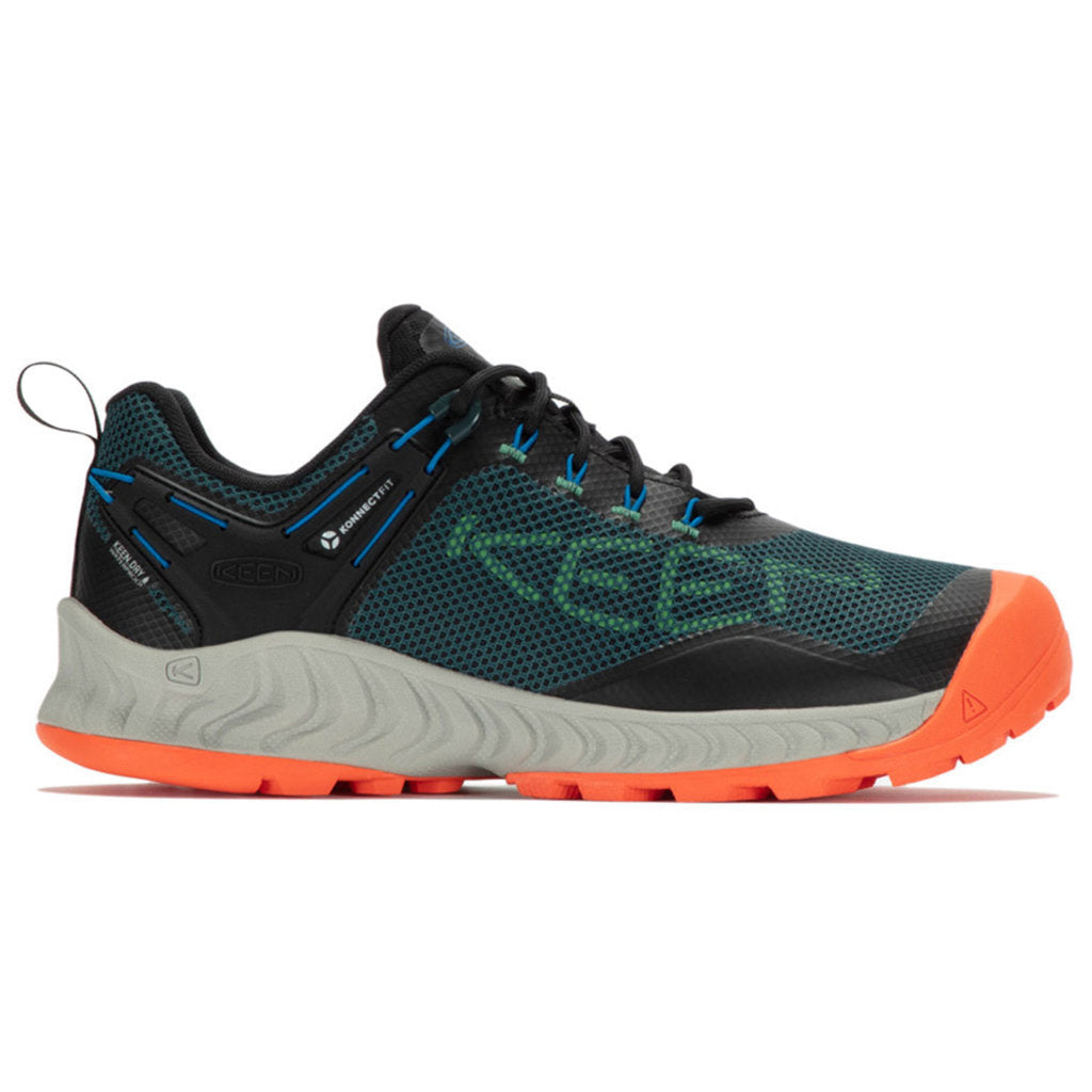 Keen NXIS EVO Mesh Men's Lightweight Waterproof Hiking Trainers#color_sea moss scarlet ibis