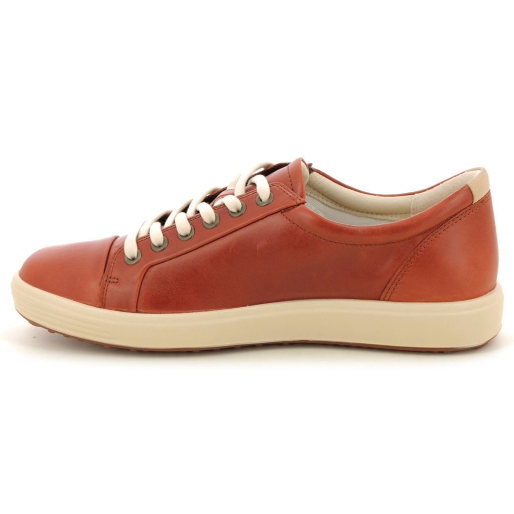 Ecco Soft 7 Smooth Leather Womens Trainers#color_cognac