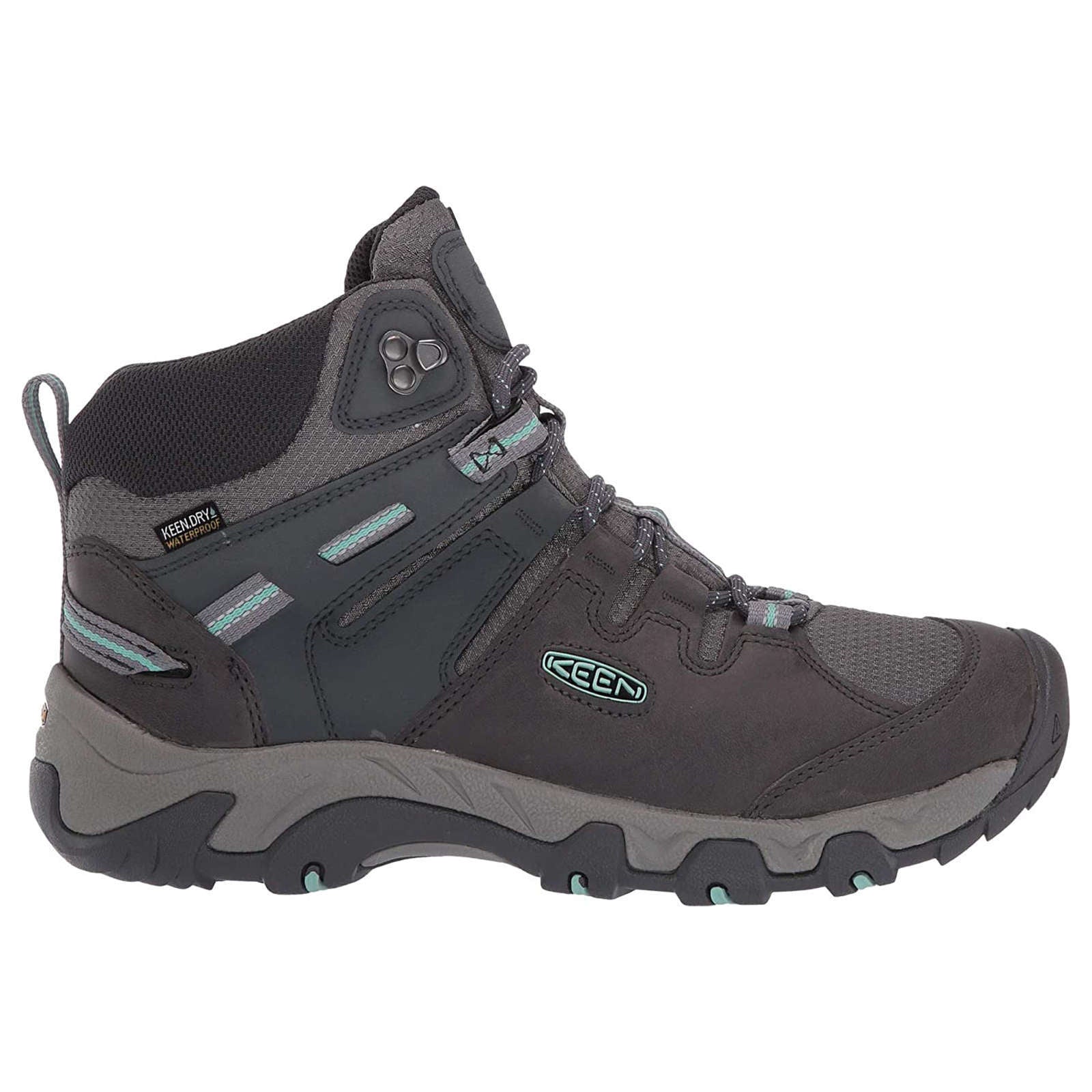 Keen Steens Mid Waterproof Leather Women's Hiking Boots#color_steel grey ocean wave