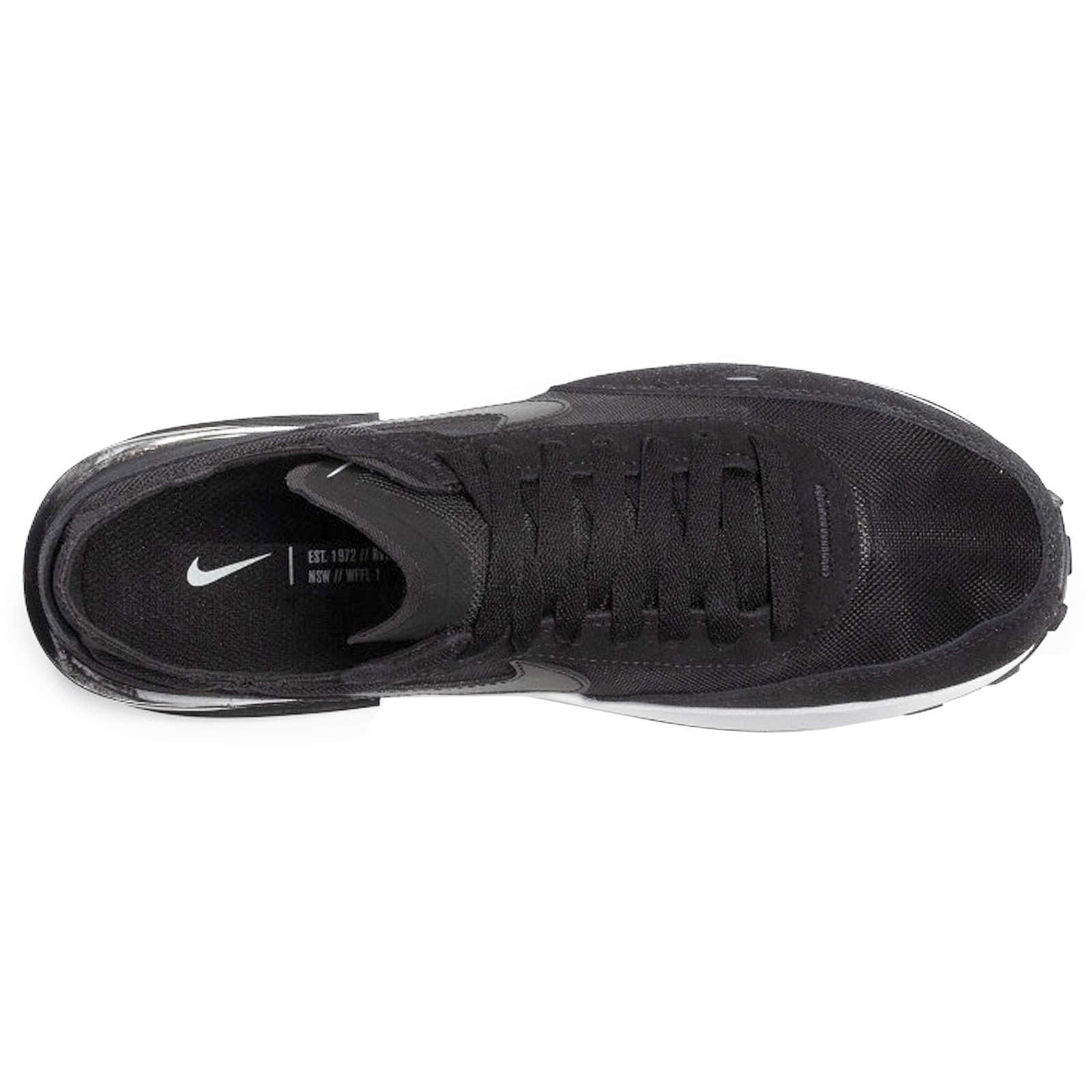 Nike Waffle One Leather Textile Men's Low-Top Trainers#color_black black white orange