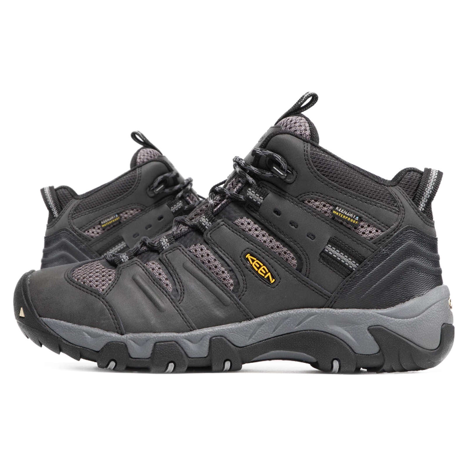 Keen Koven Mid Leather & Mesh Men's Waterproof Hiking Boots#color_black steel grey