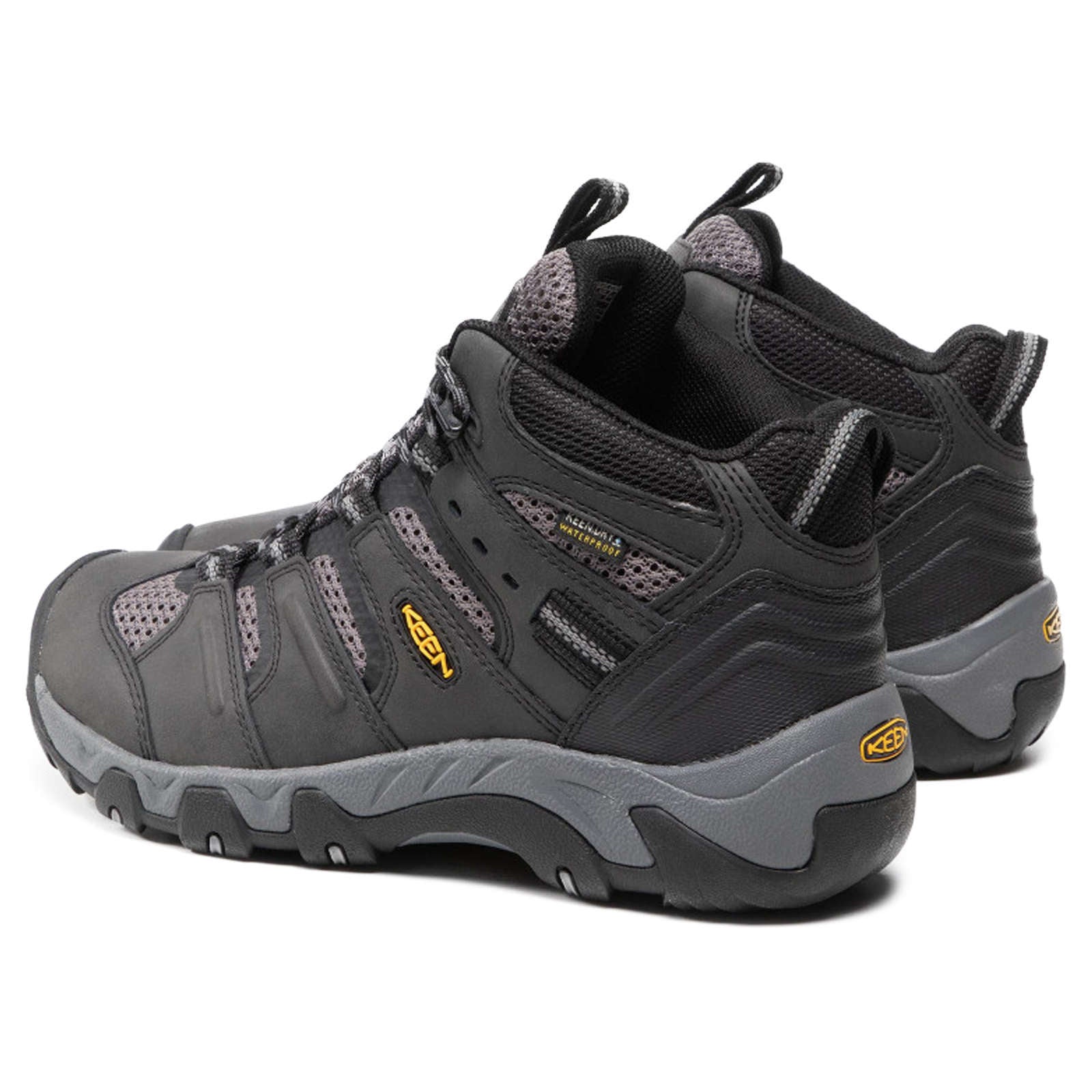 Keen Koven Mid Leather & Mesh Men's Waterproof Hiking Boots#color_black steel grey