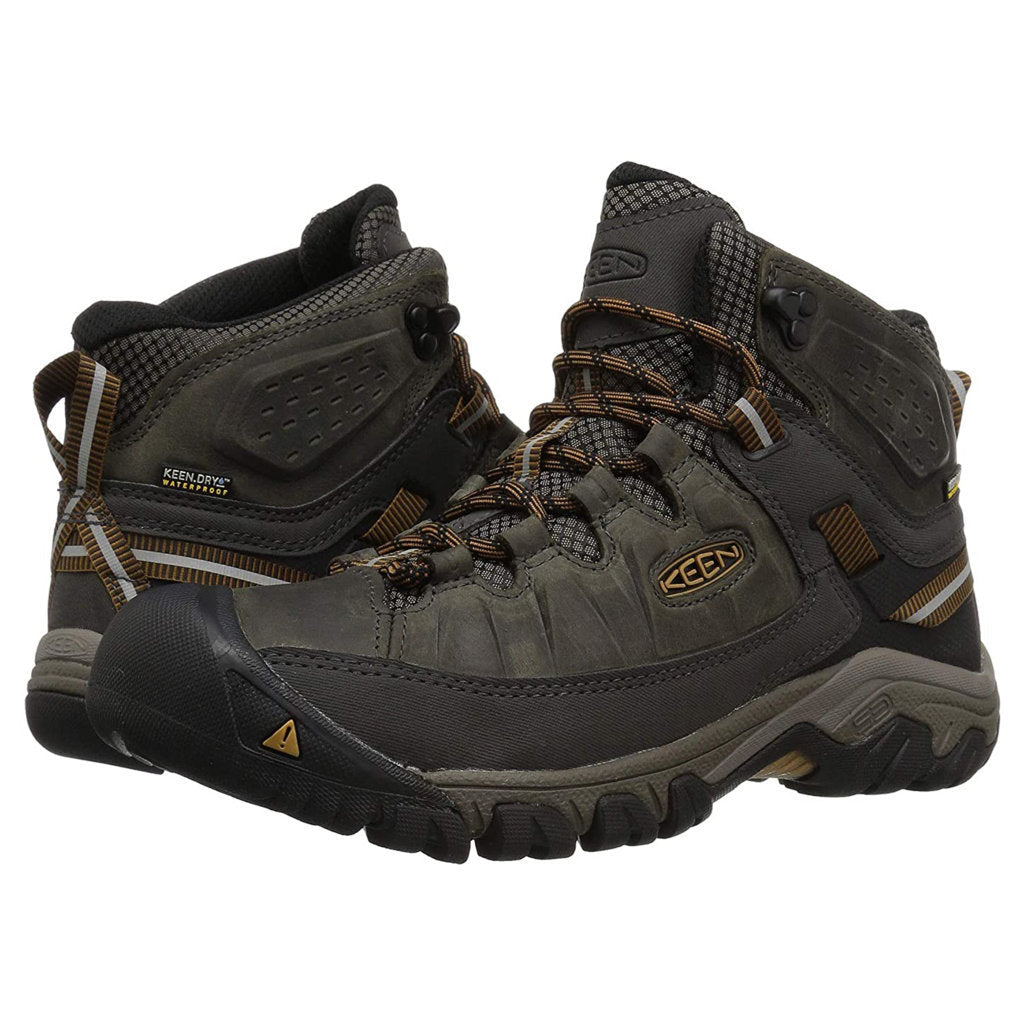 Keen Targhee III Mid Waterproof Leather Men's Hiking Boots#color_black olive golden brown