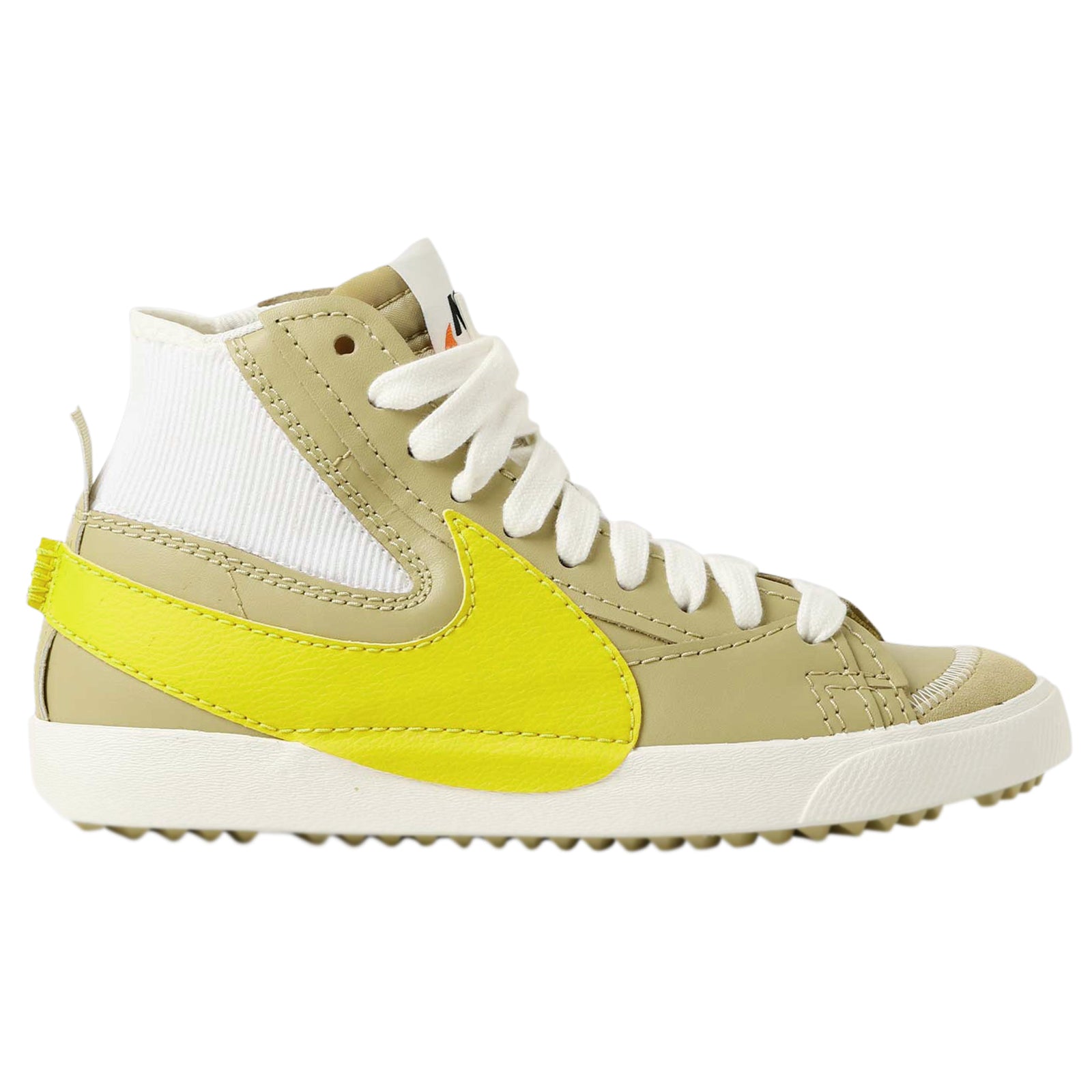 Nike Blazer Mid '77 Jumbo Leather Textile Unisex Trainers#color_wheat grass vivid sulfur sail