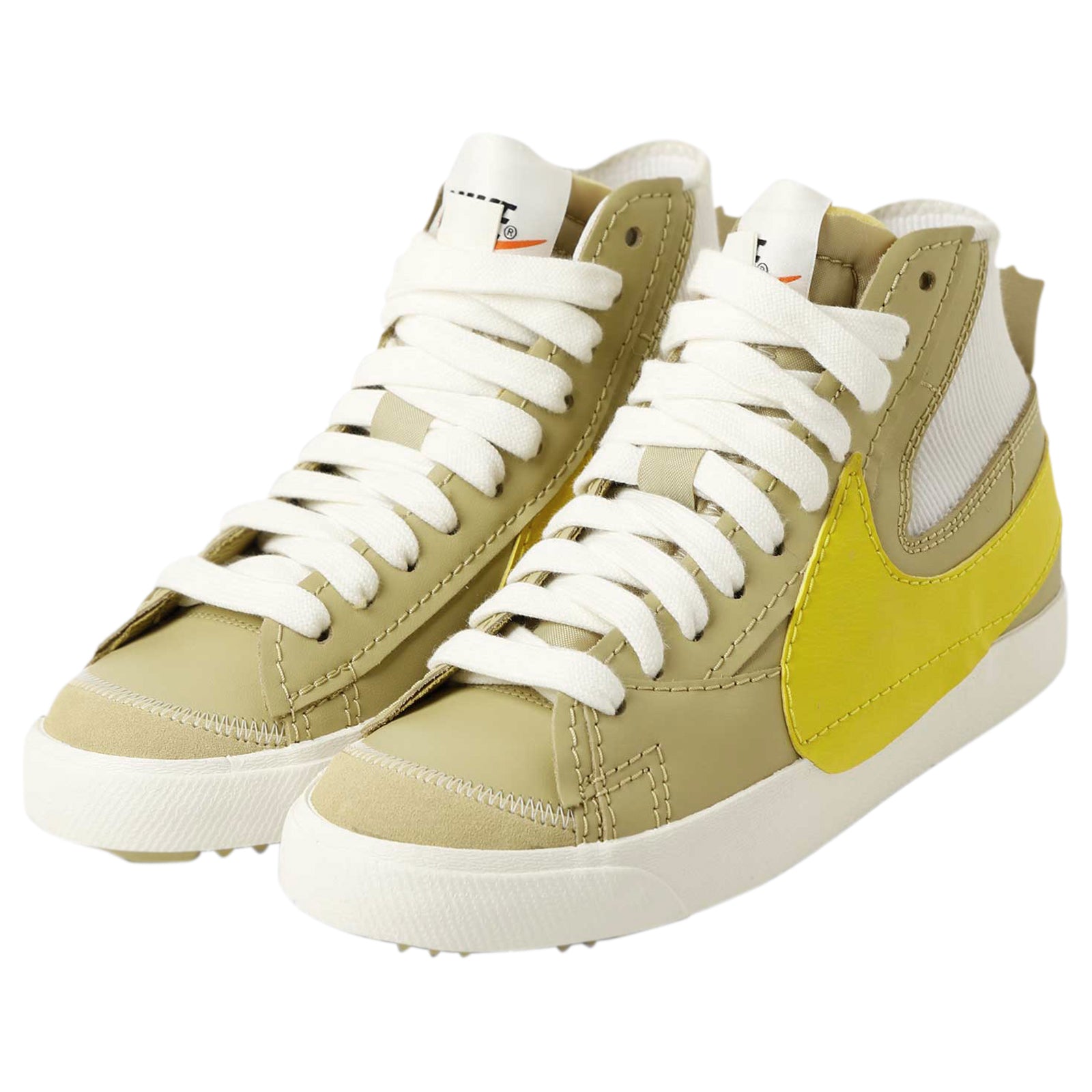 Nike Blazer Mid '77 Jumbo Leather Textile Unisex Trainers#color_wheat grass vivid sulfur sail