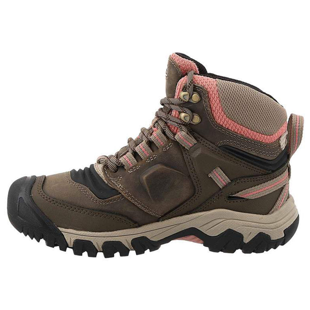 Keen Ridge Flex Mid Waterproof Leather Women's Hiking Shoes#color_timberwolf brick dust