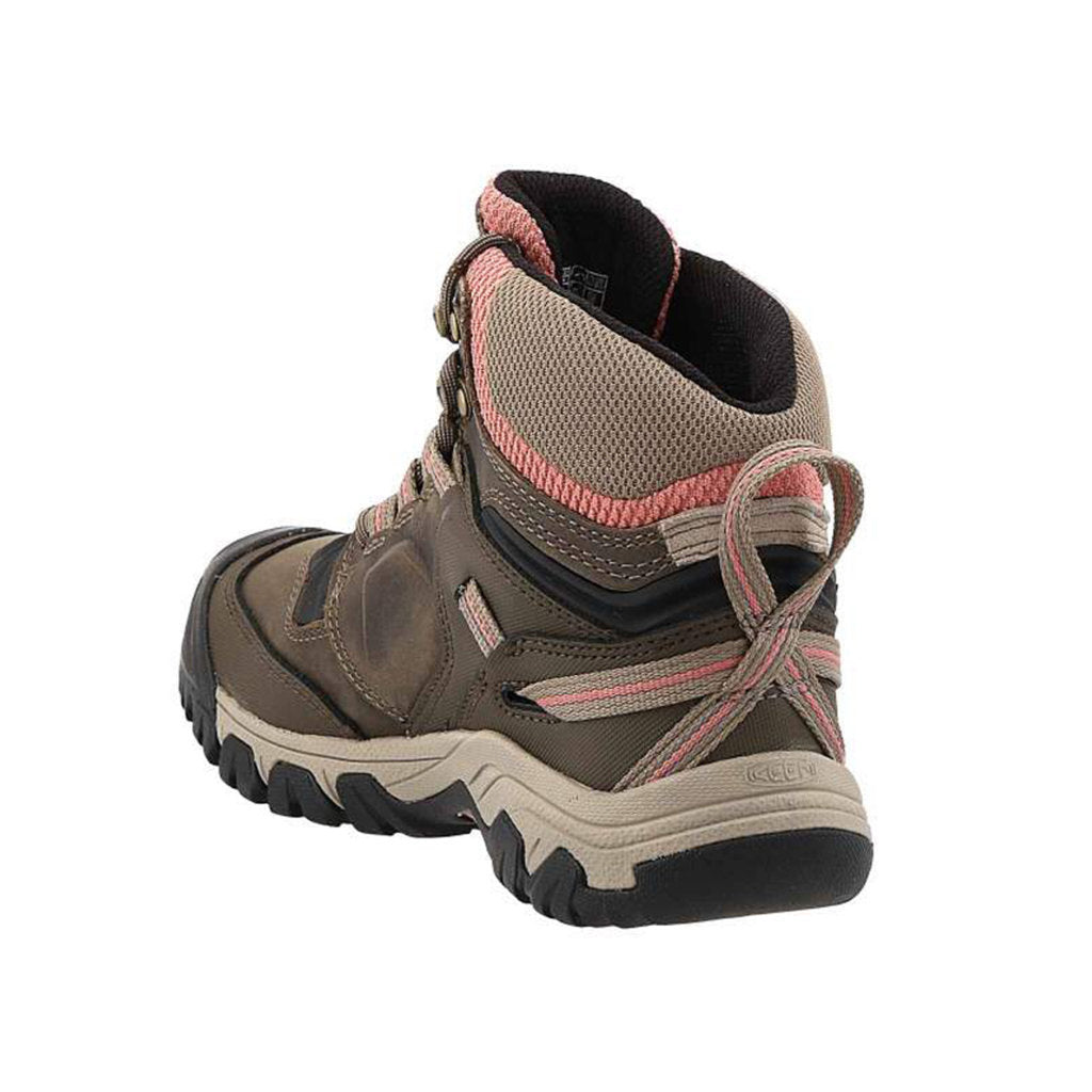 Keen Ridge Flex Mid Waterproof Leather Women's Hiking Shoes#color_timberwolf brick dust