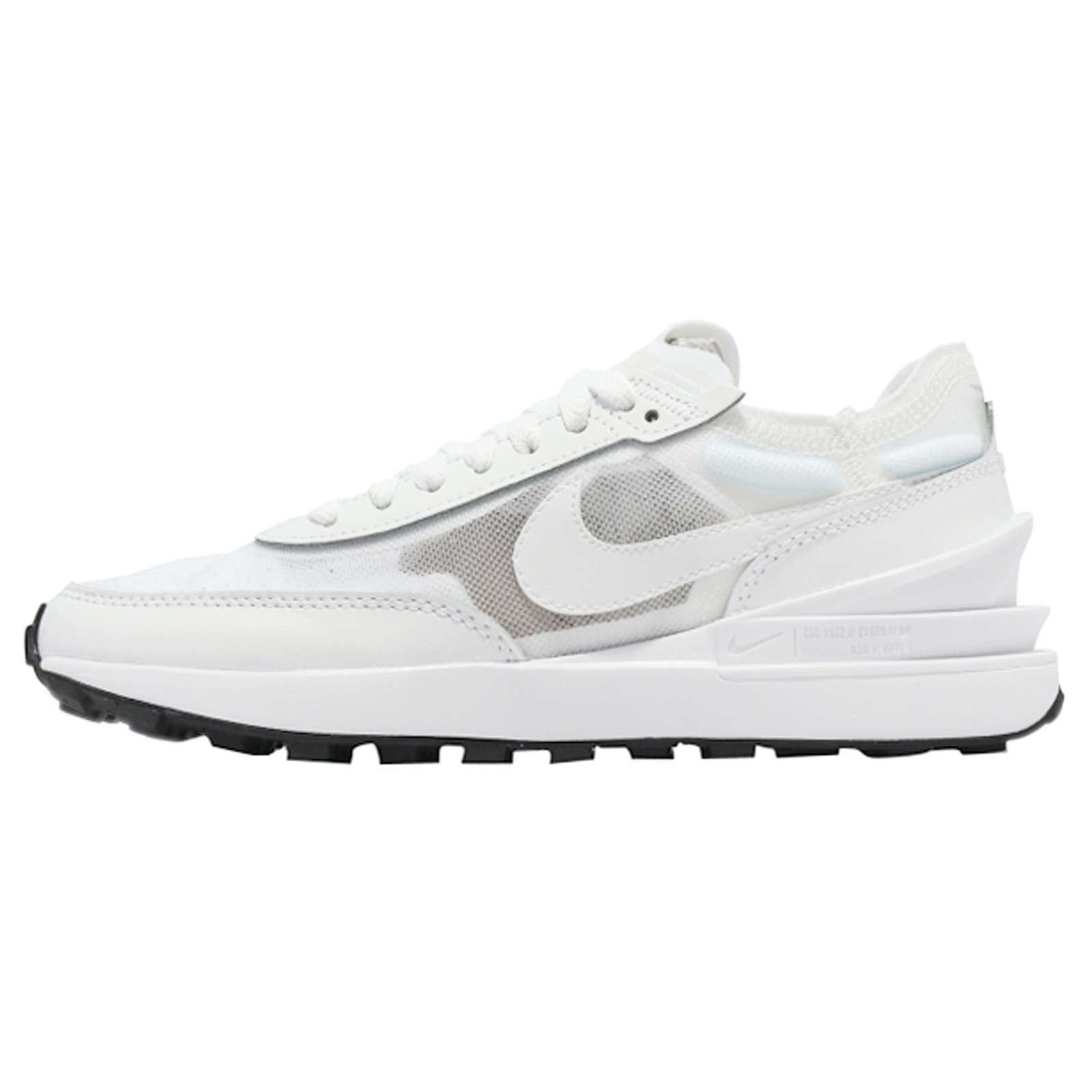 Nike Waffle One Leather Textile Women's Low-Top Trainers#color_white white black