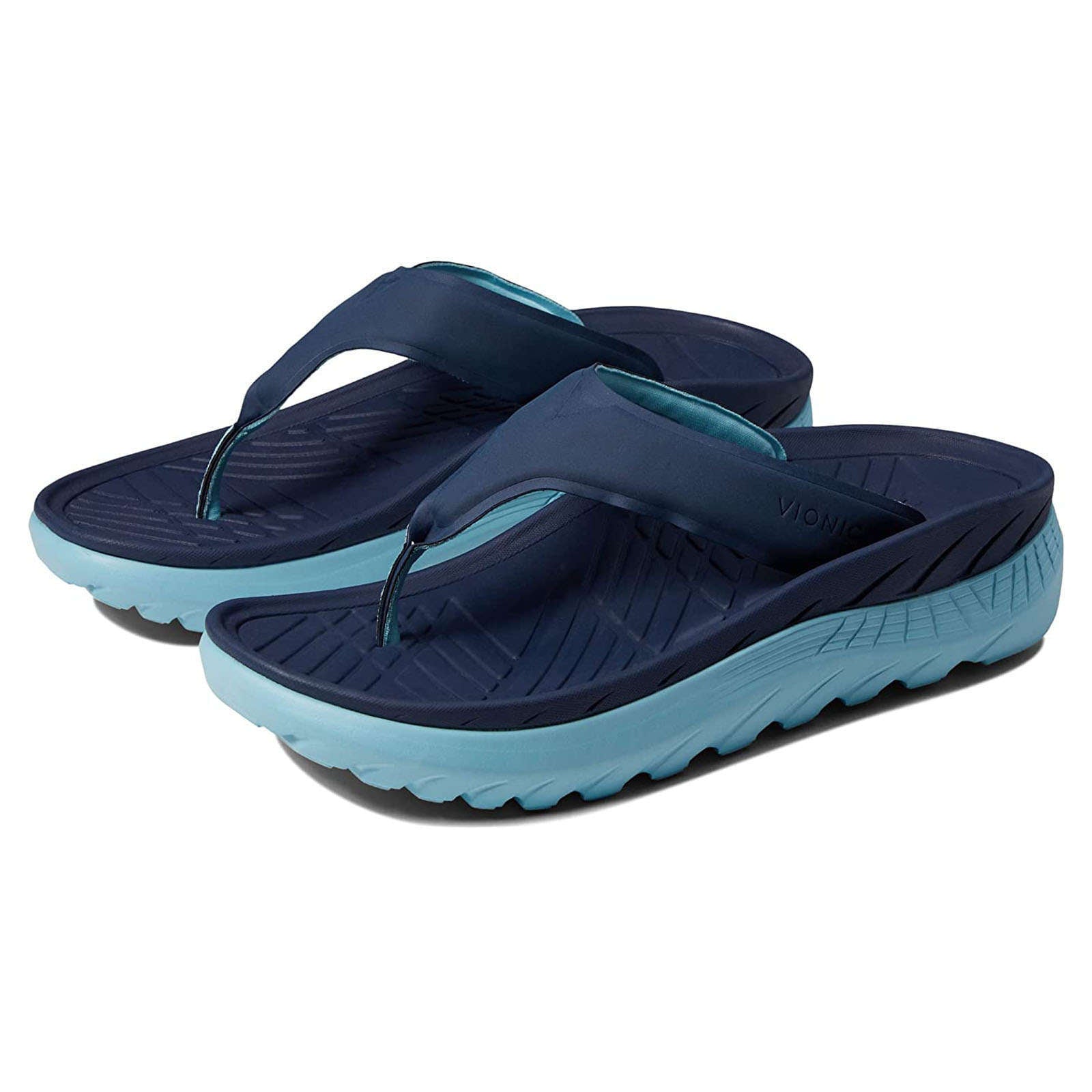 Vionic Restore Leather Unisex Sandals#color_navy porcelain blue