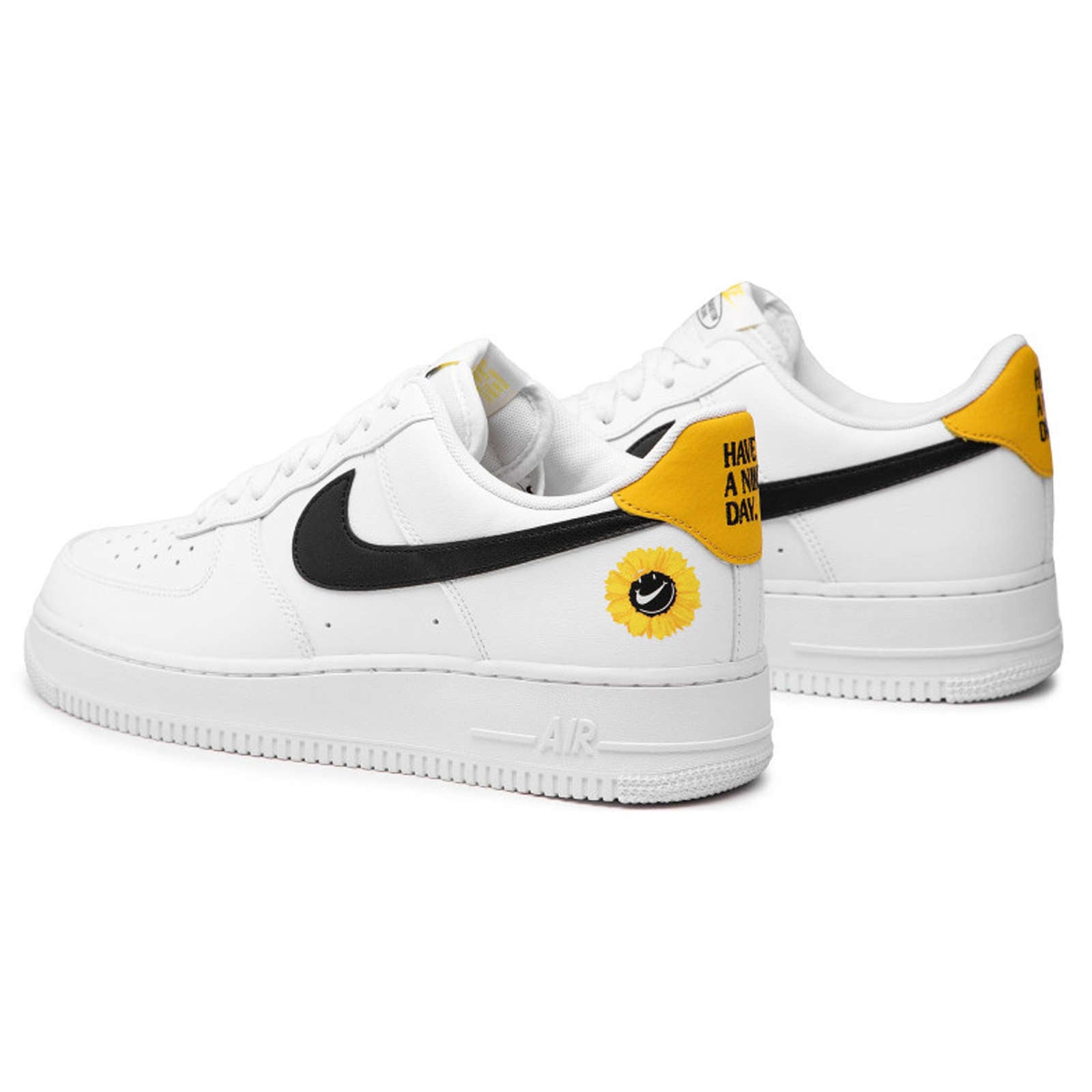 Nike Air Force 1 '07 LV8 2 Full Grain Leather Unisex Low-Top Trainers#color_white black dark sulfur