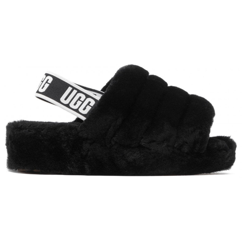 UGG Fluff Yeah Slide Suede Sheepskin Women's Sandals#color_black