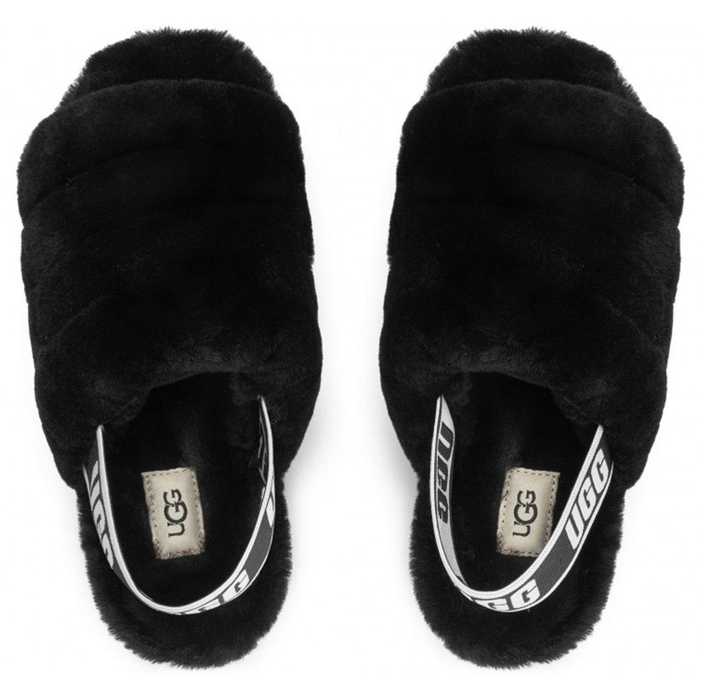 UGG Fluff Yeah Slide Suede Sheepskin Women's Sandals#color_black