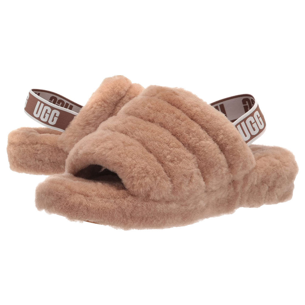 UGG Fluff Yeah Slide Suede Sheepskin Women's Sandals#color_chestnut