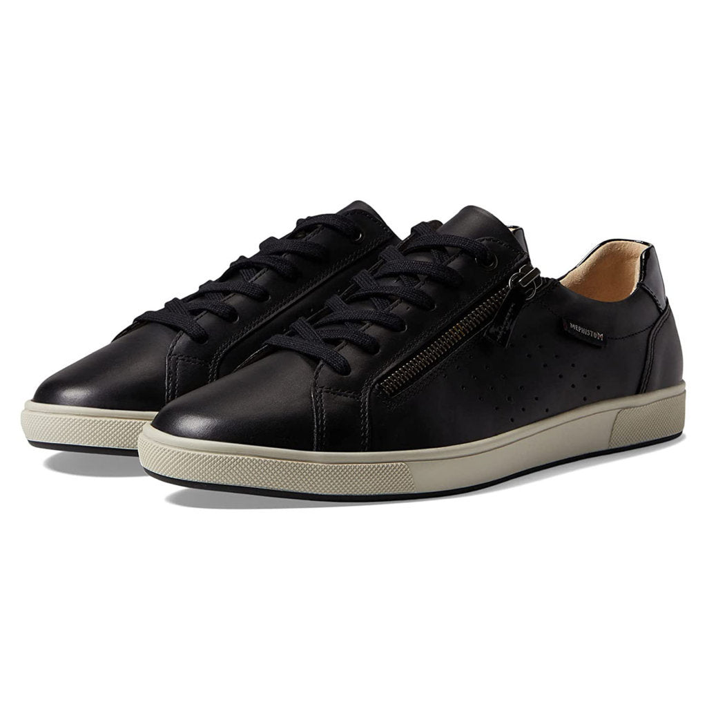 Mephisto Nikita Leather Womens Trainers#color_black