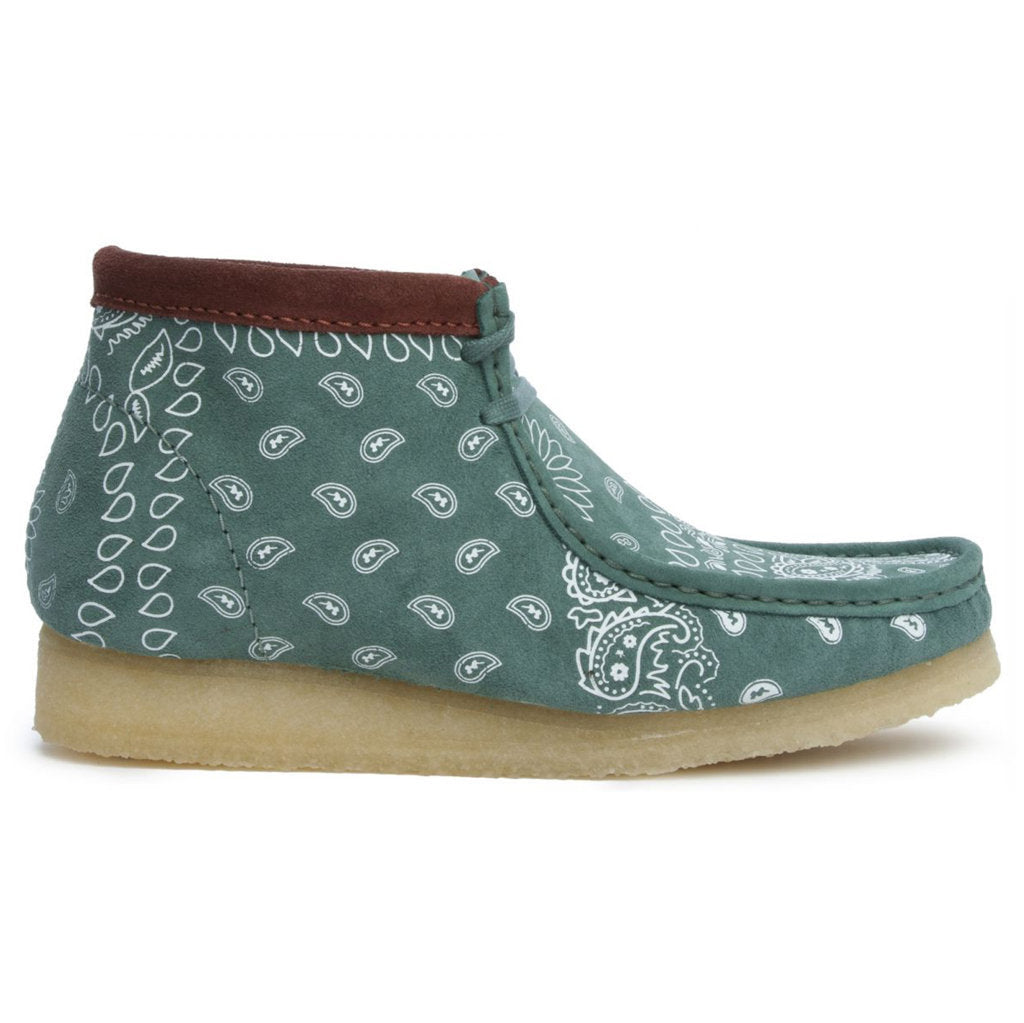 Clarks Originals Wallabee Suede Leather Men's Boots#color_green paisley