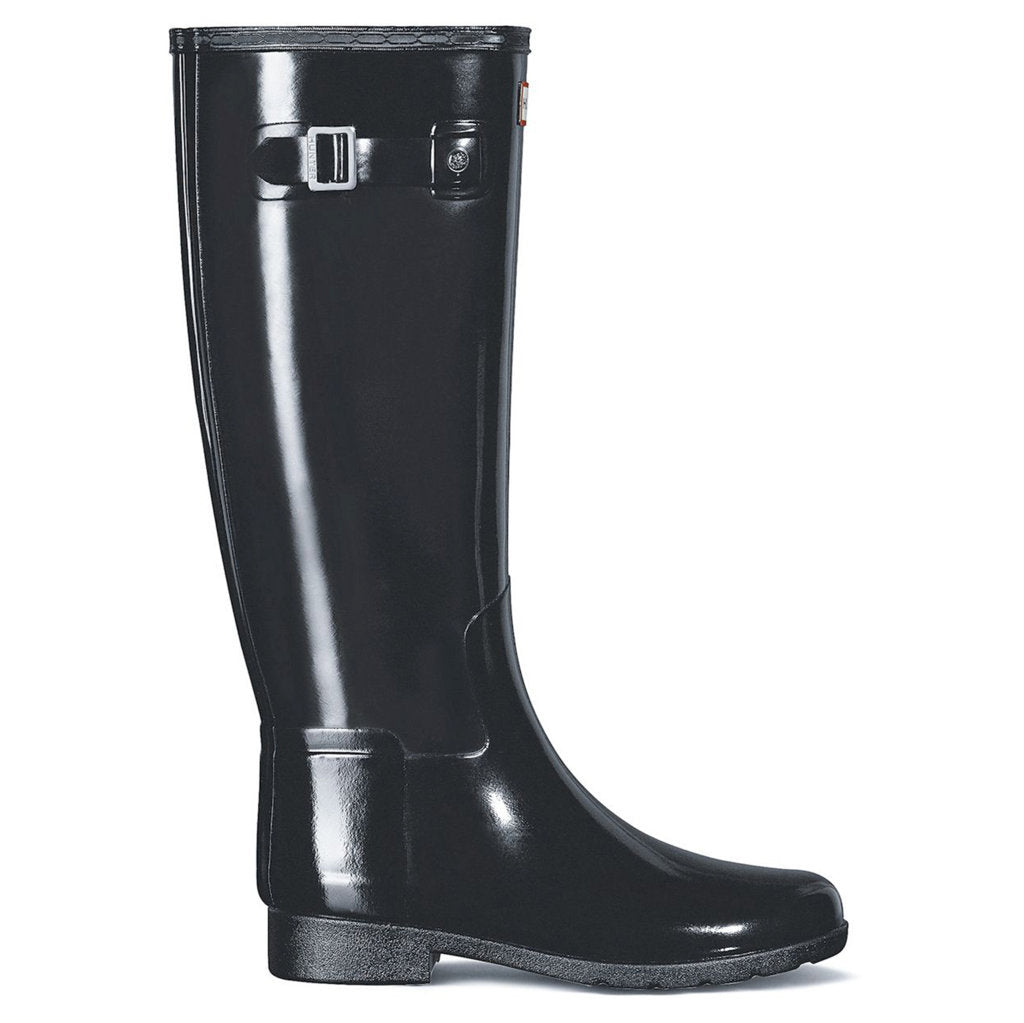 Hunter Refined Slim Fit Tall Gloss Rubber Womens Boots#color_black