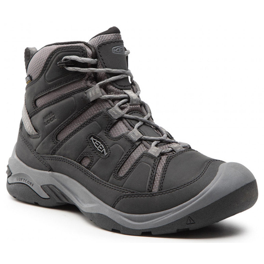 Keen Circadia Mid Leather And Mesh Men's Waterproof Hiking Boots#color_black steel grey