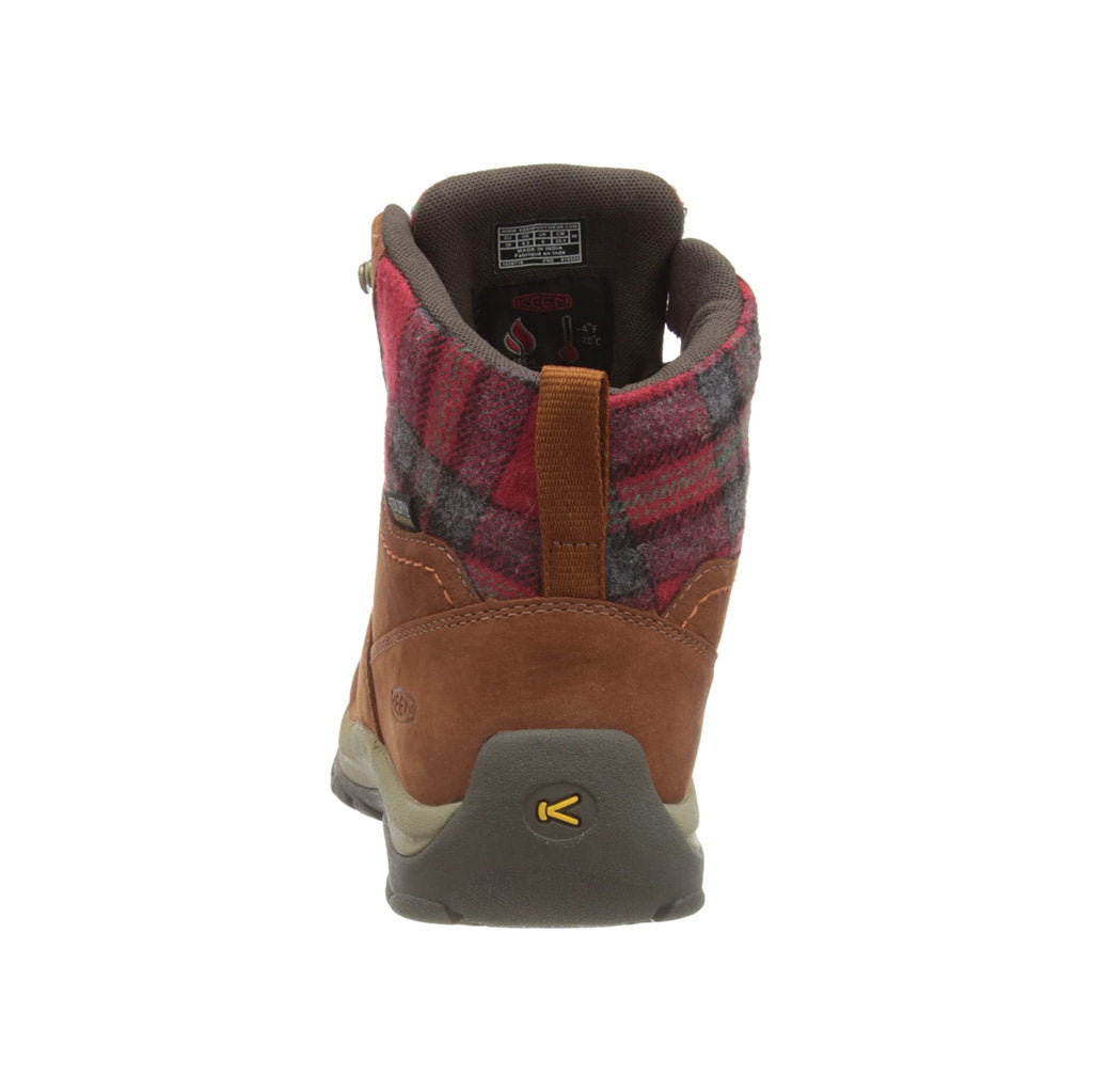 Keen Kaci III Mid Waterproof Leather & Textile Women's Snow Boots#color_tortoise shell red plaid