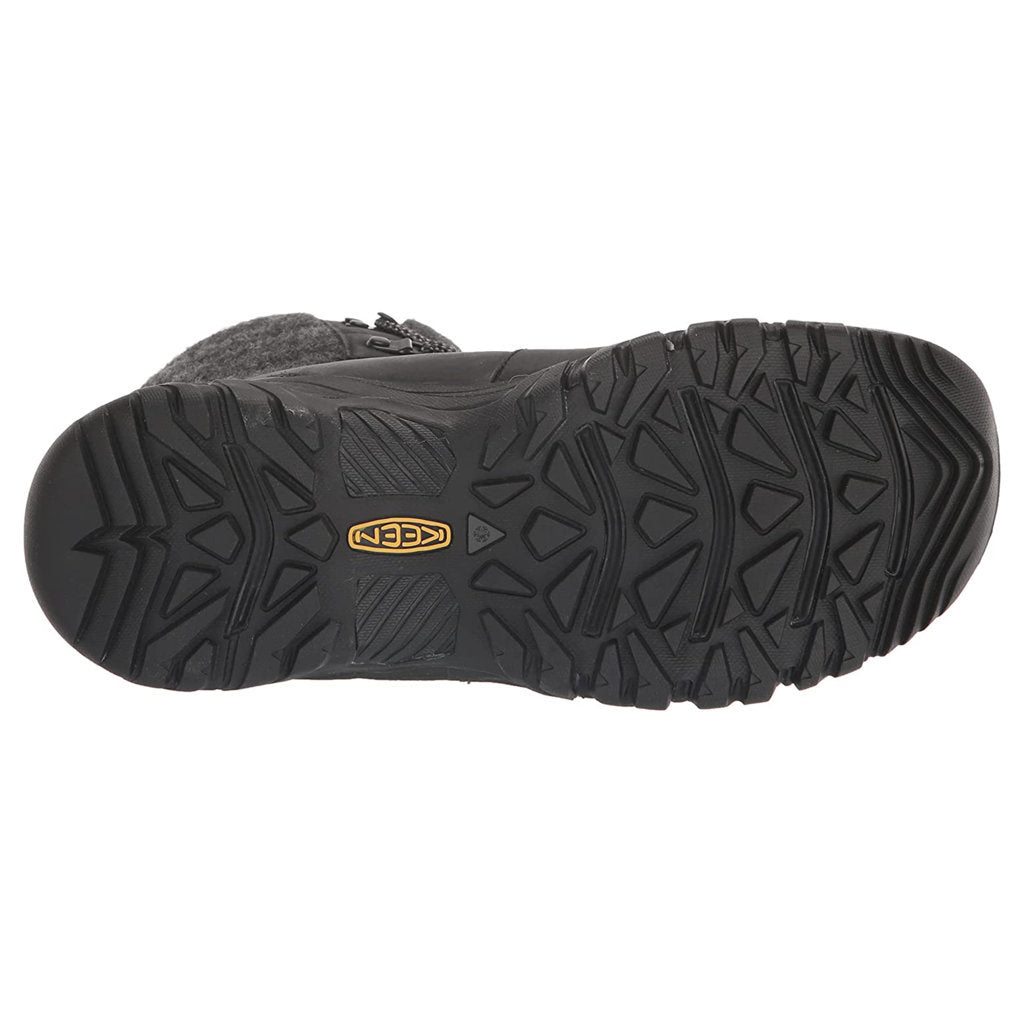 Keen Greta Leather Textile Insulated Women's Winter Hiking Boots#color_black black wool