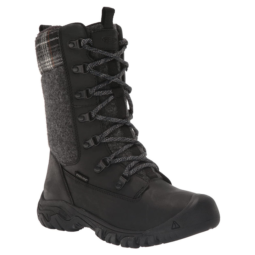 Keen Greta Leather Textile Insulated Women's Winter Tall Hiking Boots#color_black black plaid