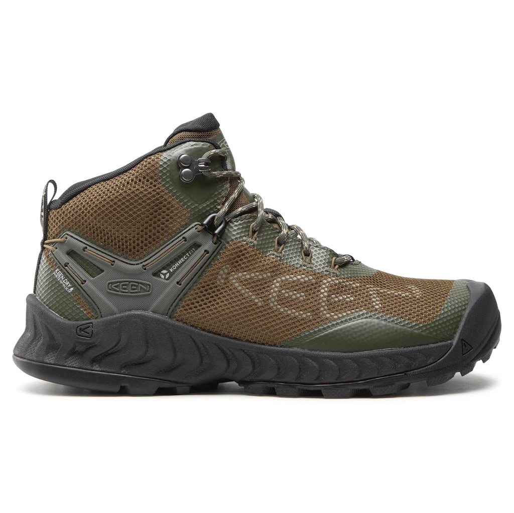 Keen NXIS EVO Mid Mesh Men's Lightweight Waterproof Hiking Trainers#color_forest night dark olive