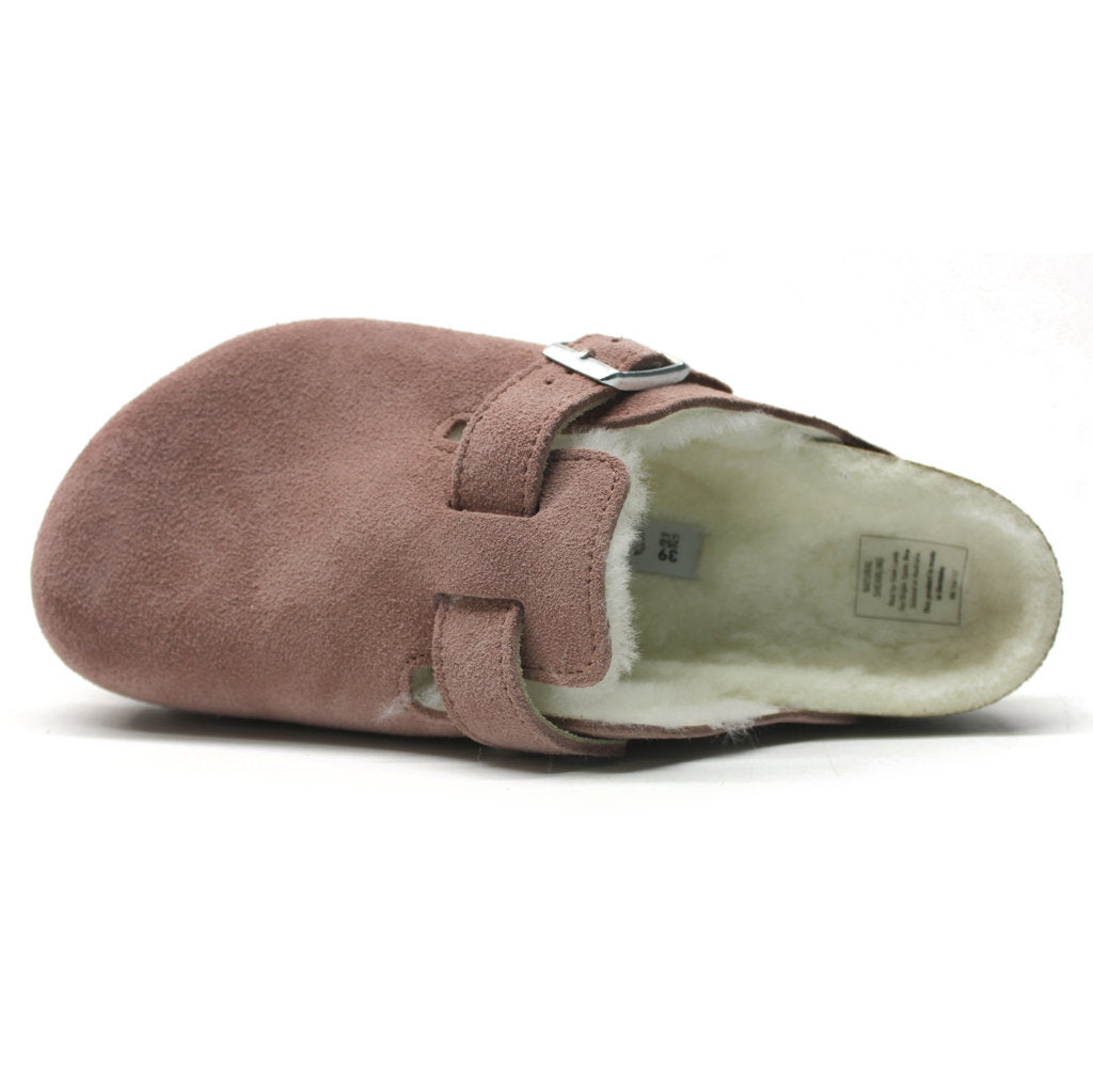 Birkenstock Boston VL Shearling Suede Unisex Sandals#color_pink clay