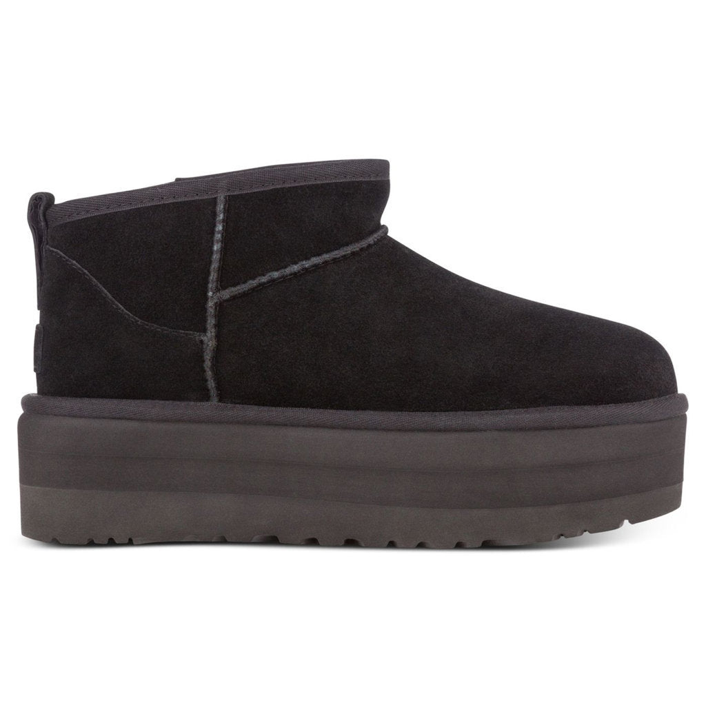 Ugg Classic Ultra Mini Platform Suede Womens Boots#color_black