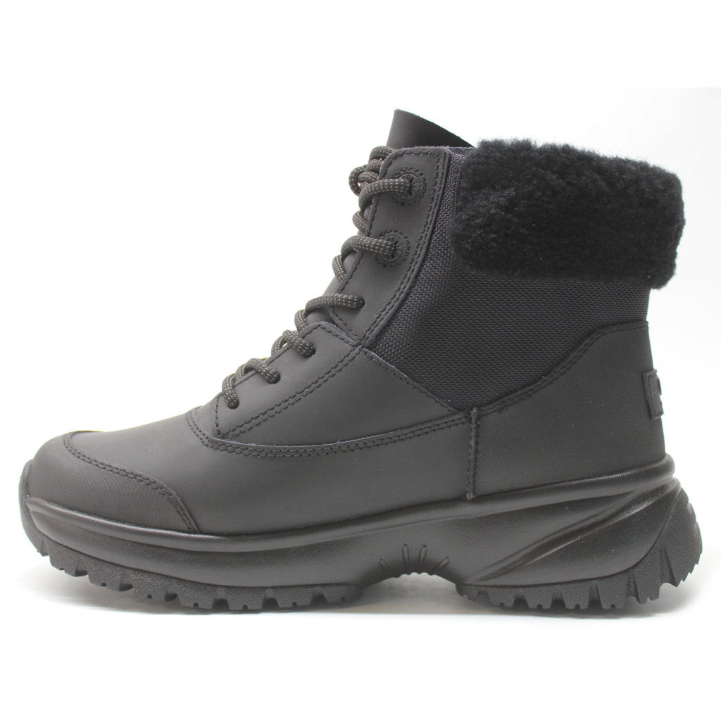 UGG Yose Fluff V2 Waterproof Leather Women's Winter Boots#color_black