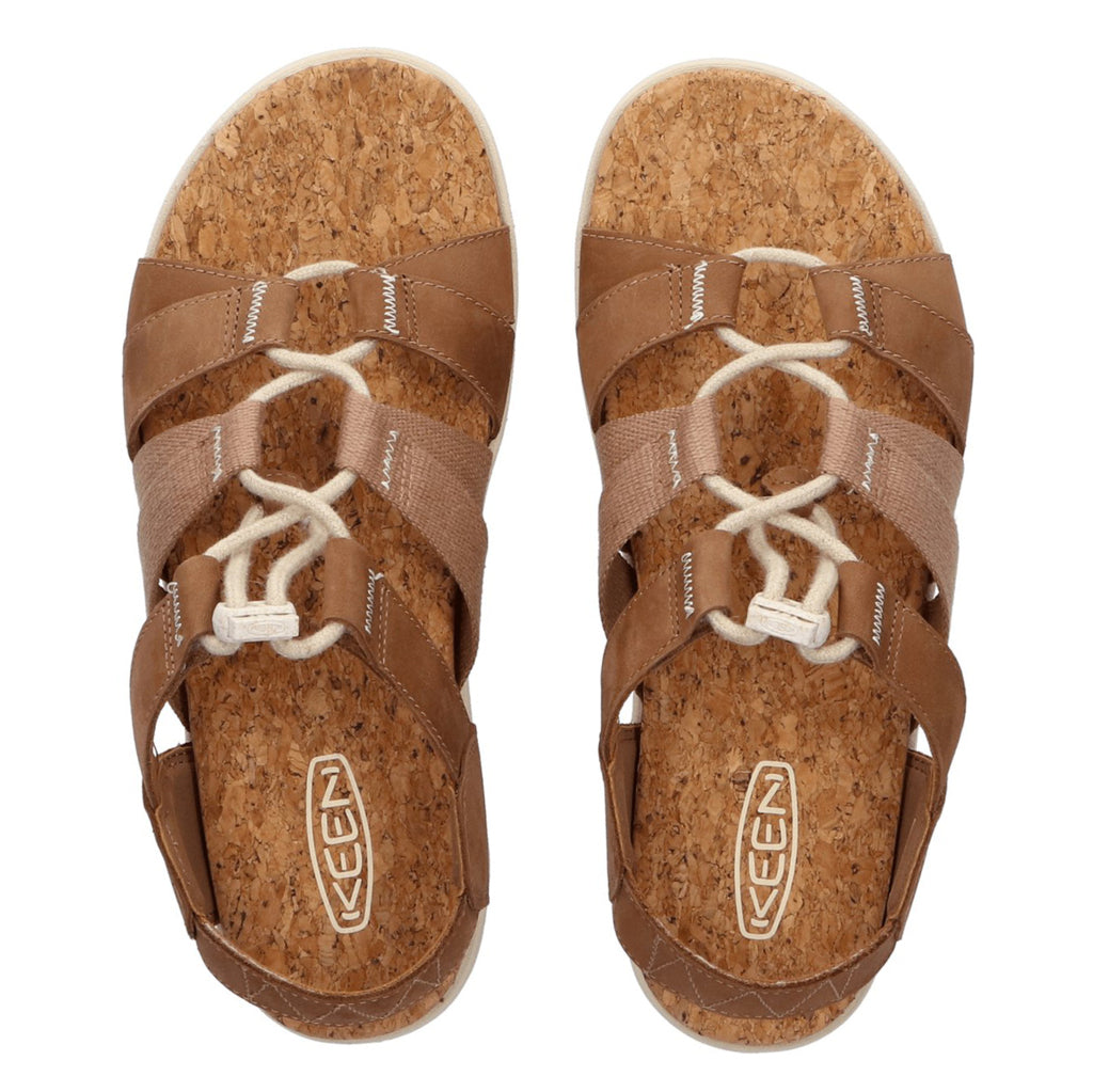 Keen Elle Mixed Strap Leather & Textile Women's Sandals#color_toasted coconut birch