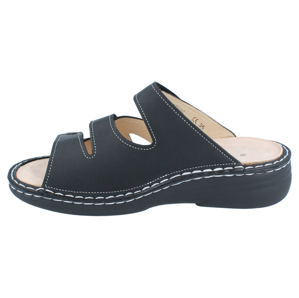 Finn Comfort Grenada Leather Women's Slip-On Sandals#color_black