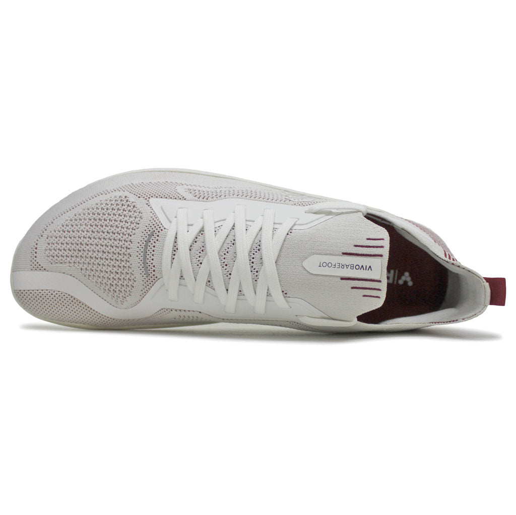 Vivobarefoot Primus Lite Knit Textile Synthetic Mens Trainers#color_off white burgundy