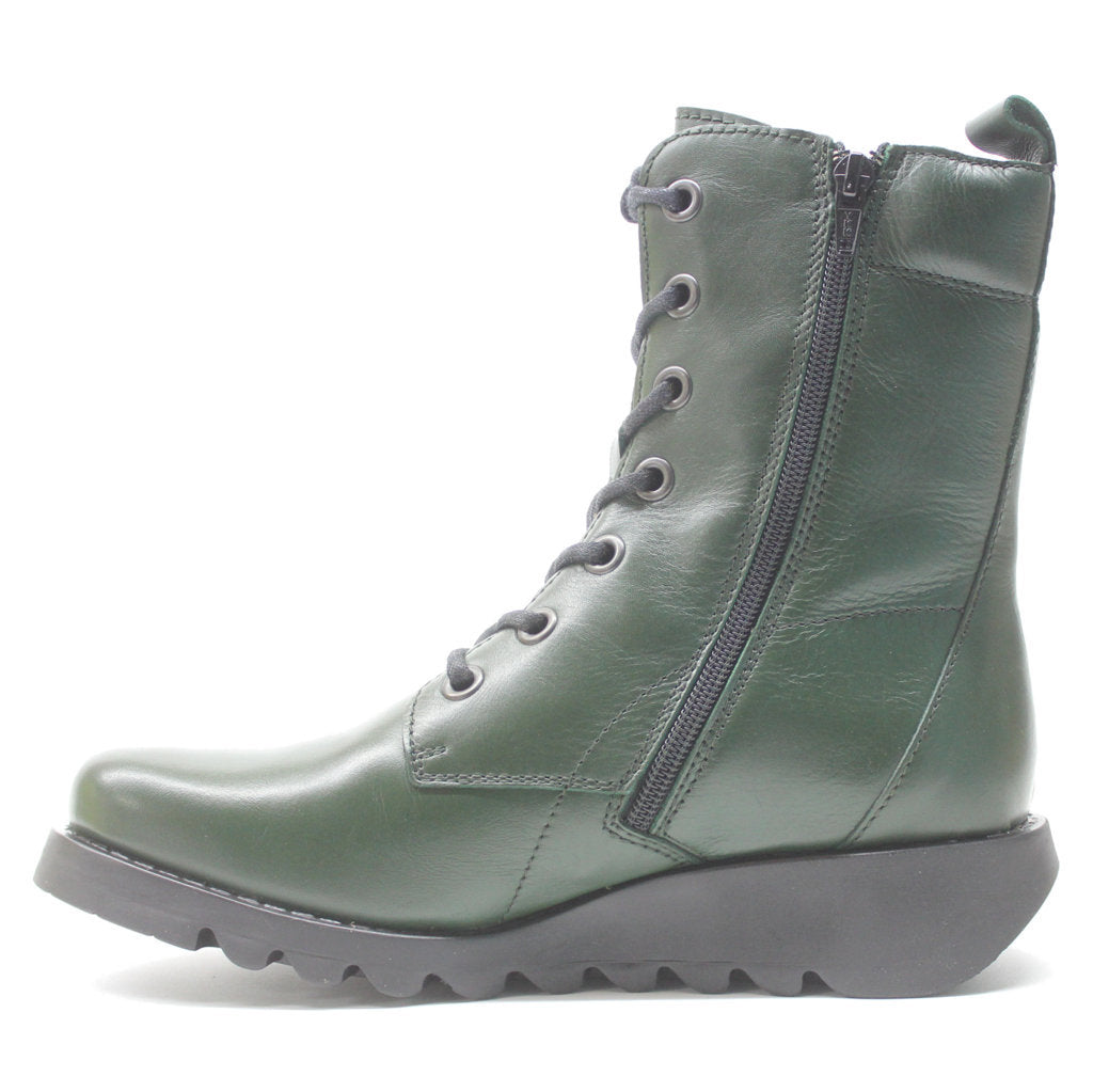 Fly London Silf015Fly Leather Women's Wedge Ankle Boots#color_dark green