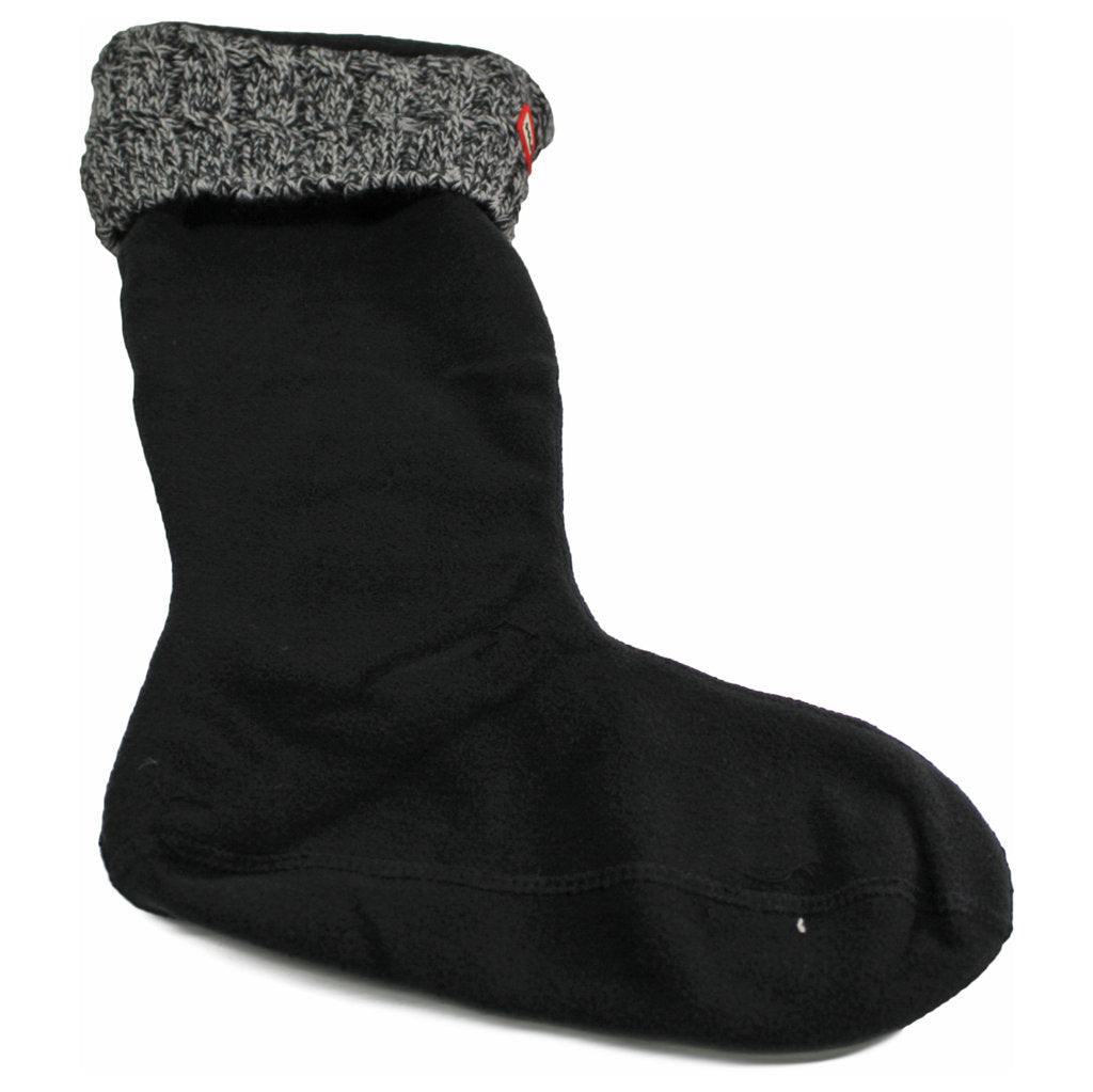 Hunter 6 Stitch Cable Tall Boot Sock Polyfleece Unisex Socks#color_black grey