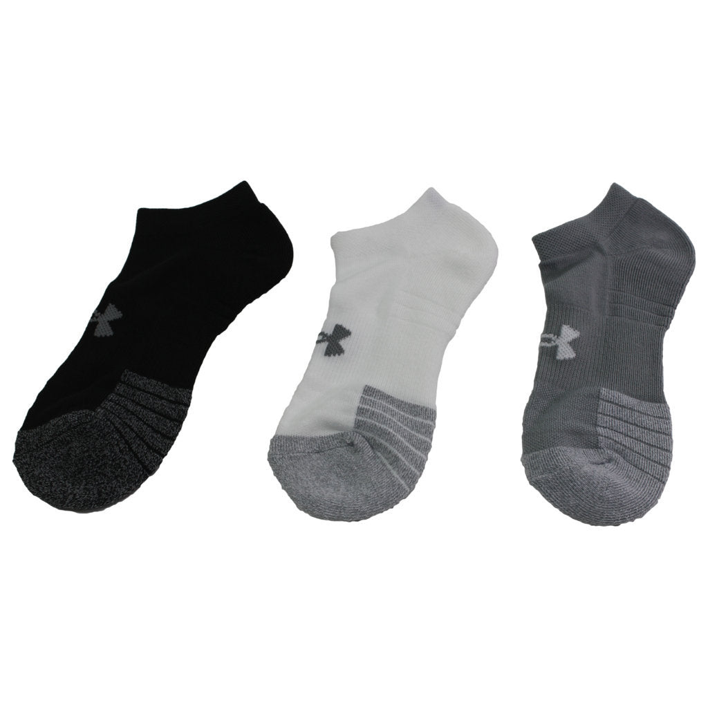 HeatGear No Show Cut 3 Pack Socks Unisex#color_Steel White