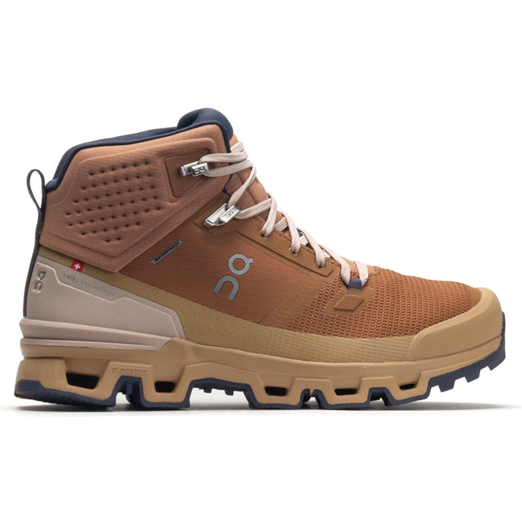 On Cloudrock 2 Waterproof Textile Synthetic Mens Boots#color_almond dune