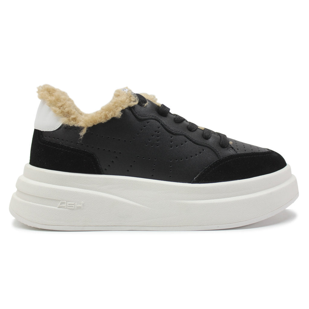 Ash Impuls Fur Leather Womens Trainers#color_black black white