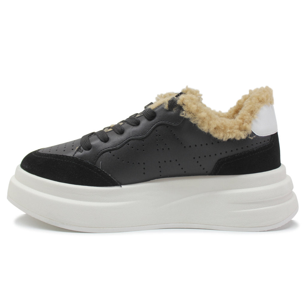 Ash Impuls Fur Leather Womens Trainers#color_black black white