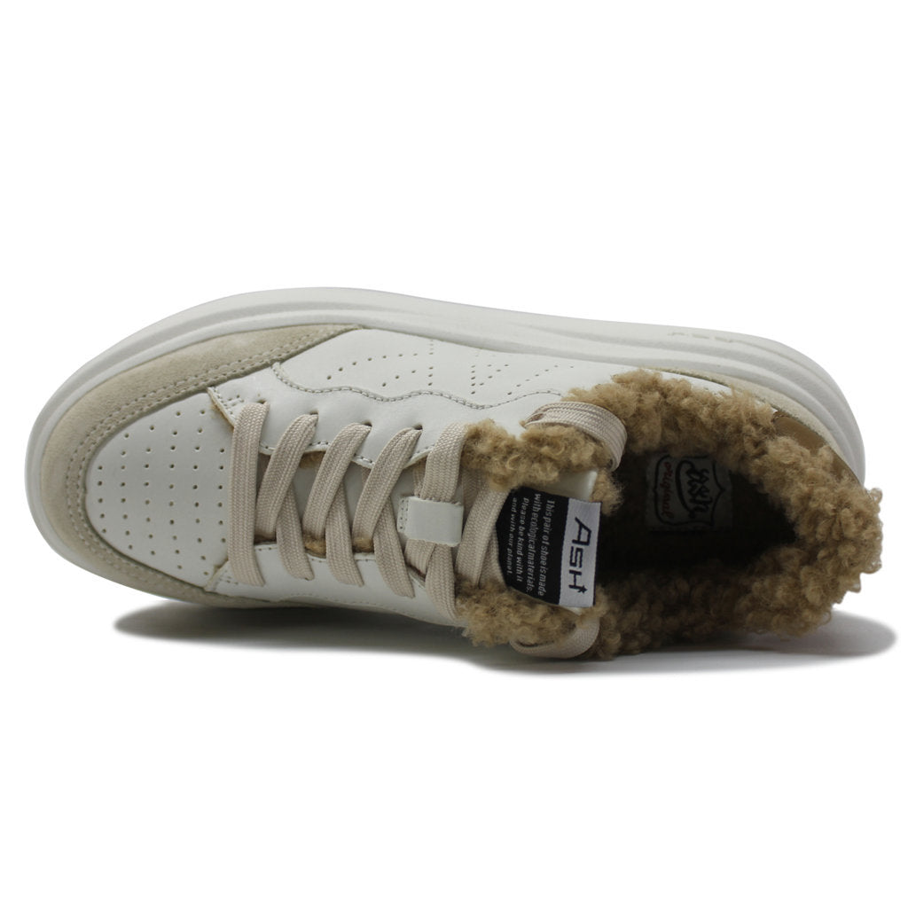 Ash Impuls Fur Leather Womens Trainers#color_shell white golden brown