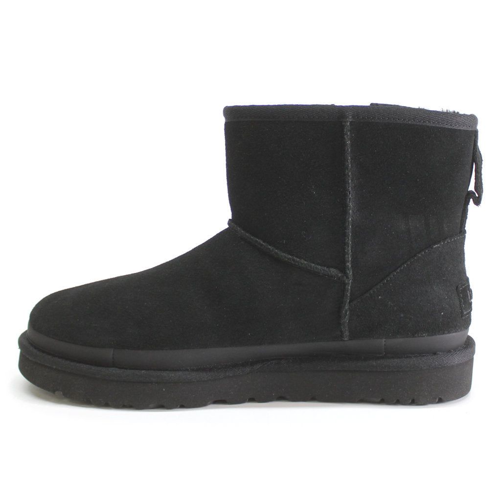 Ugg Classic Mini Zipper Tape Logo Suede Womens Boots#color_black