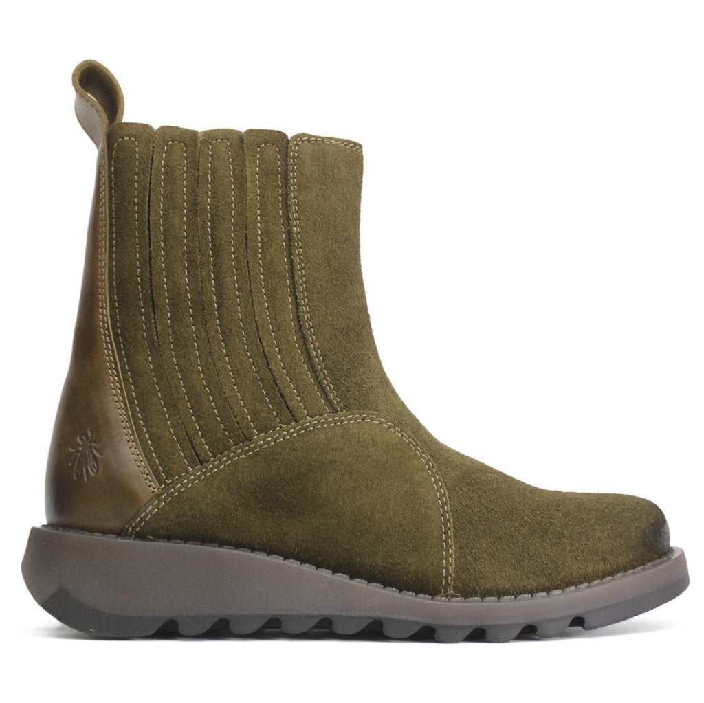 Fly London SUZY899FLY Rug Oiled Suede Womens Boots#color_sludge olive